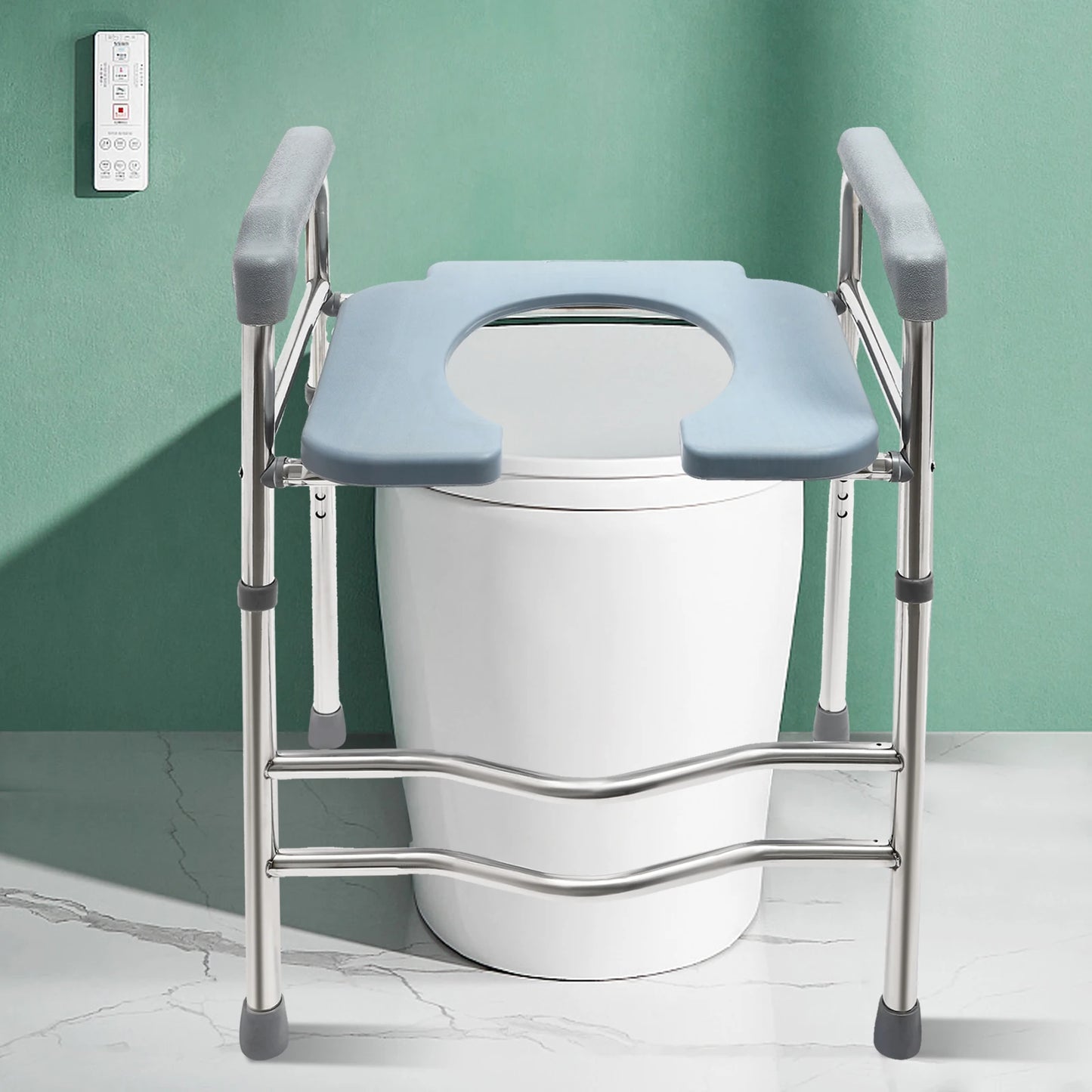 Raised Toilet Seat with Handles Adjustable Height Riser - Senior Support Goods