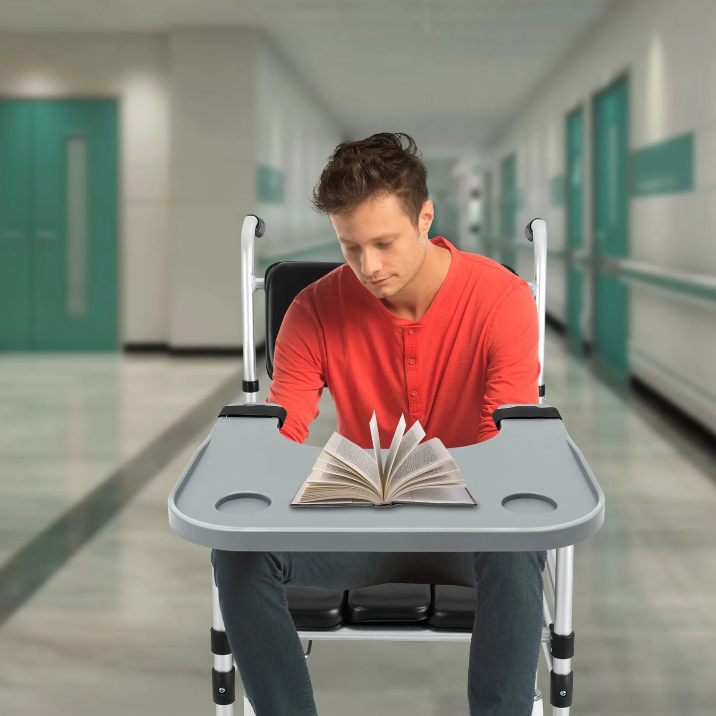Wheelchair Tray Table - 20kg Capacity ABS with Cup Holder - Senior Support Goods