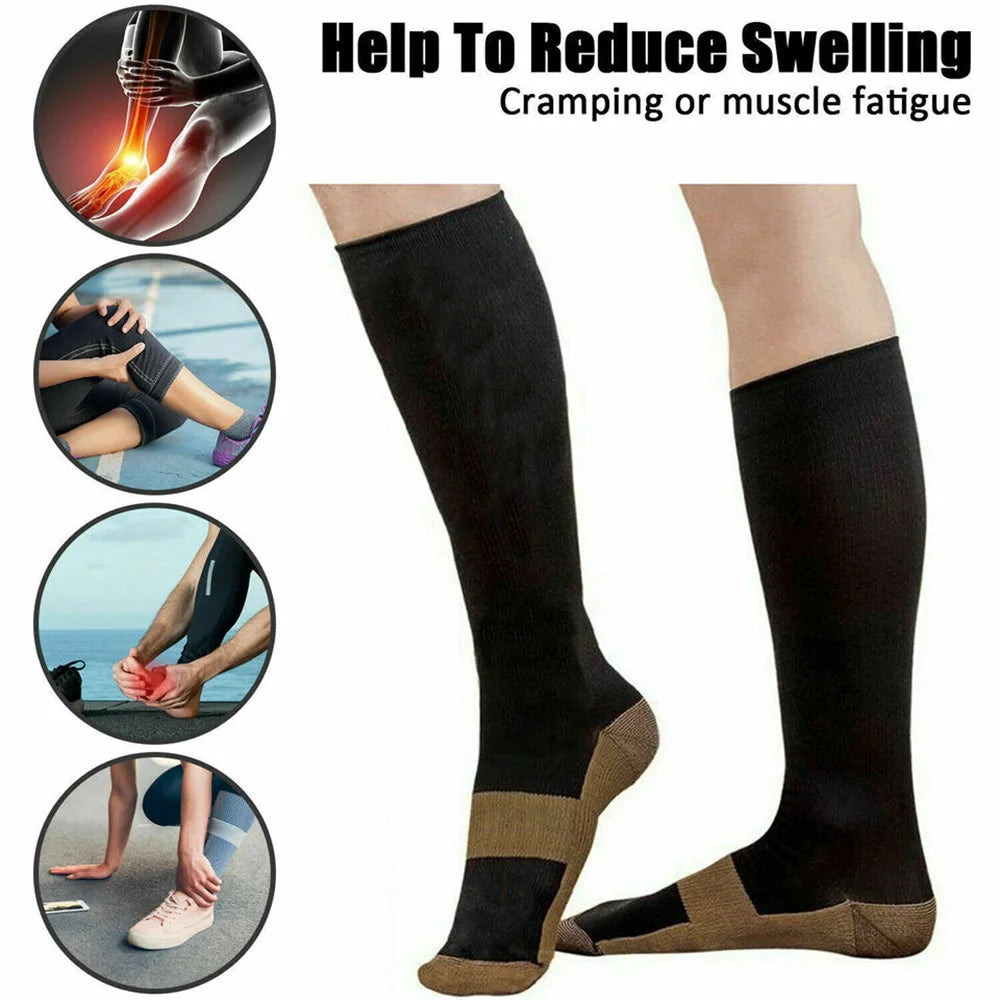 6 Pair Copper Compression Socks Women Men Anti Fatigue Relief - Senior Support Goods