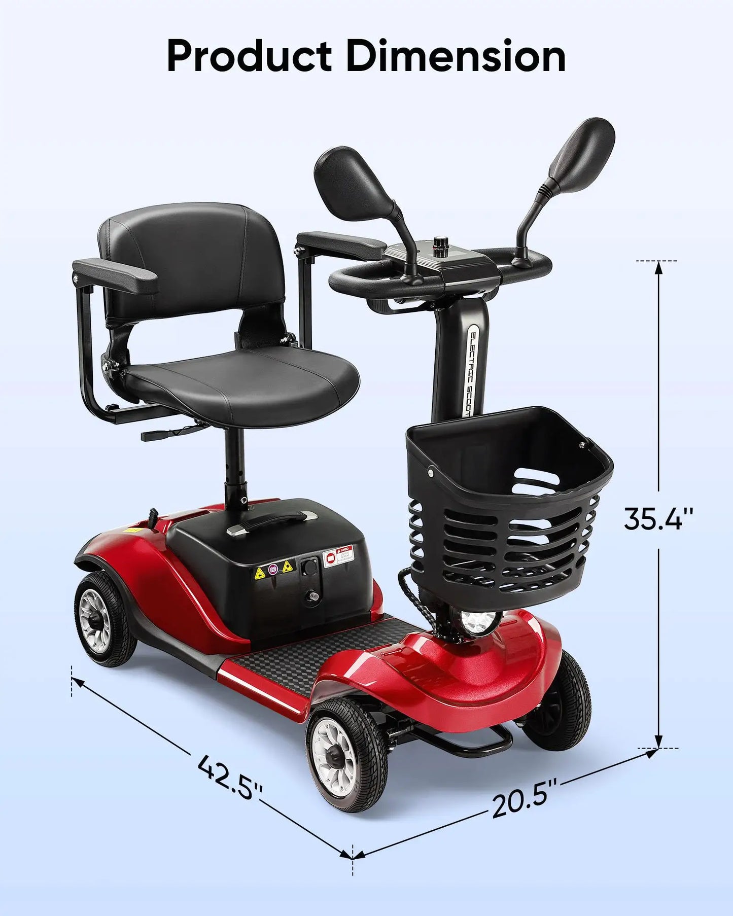 Foldable Electric Mobility Scooter with Light and Basket - Senior Support Goods