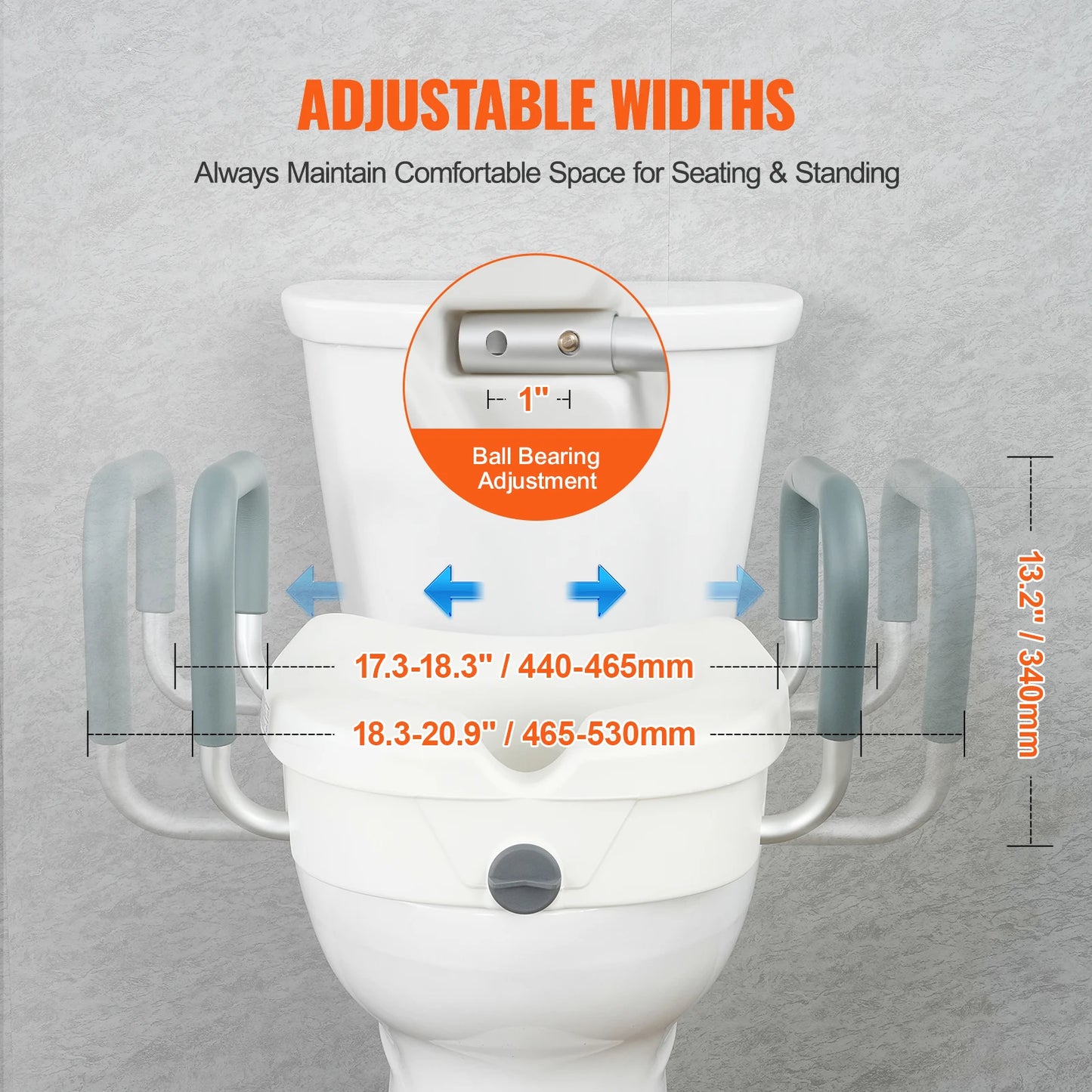 VEVOR Raised Toilet Seat 5 Inch Height 350 lbs Capacity - Senior Support Goods