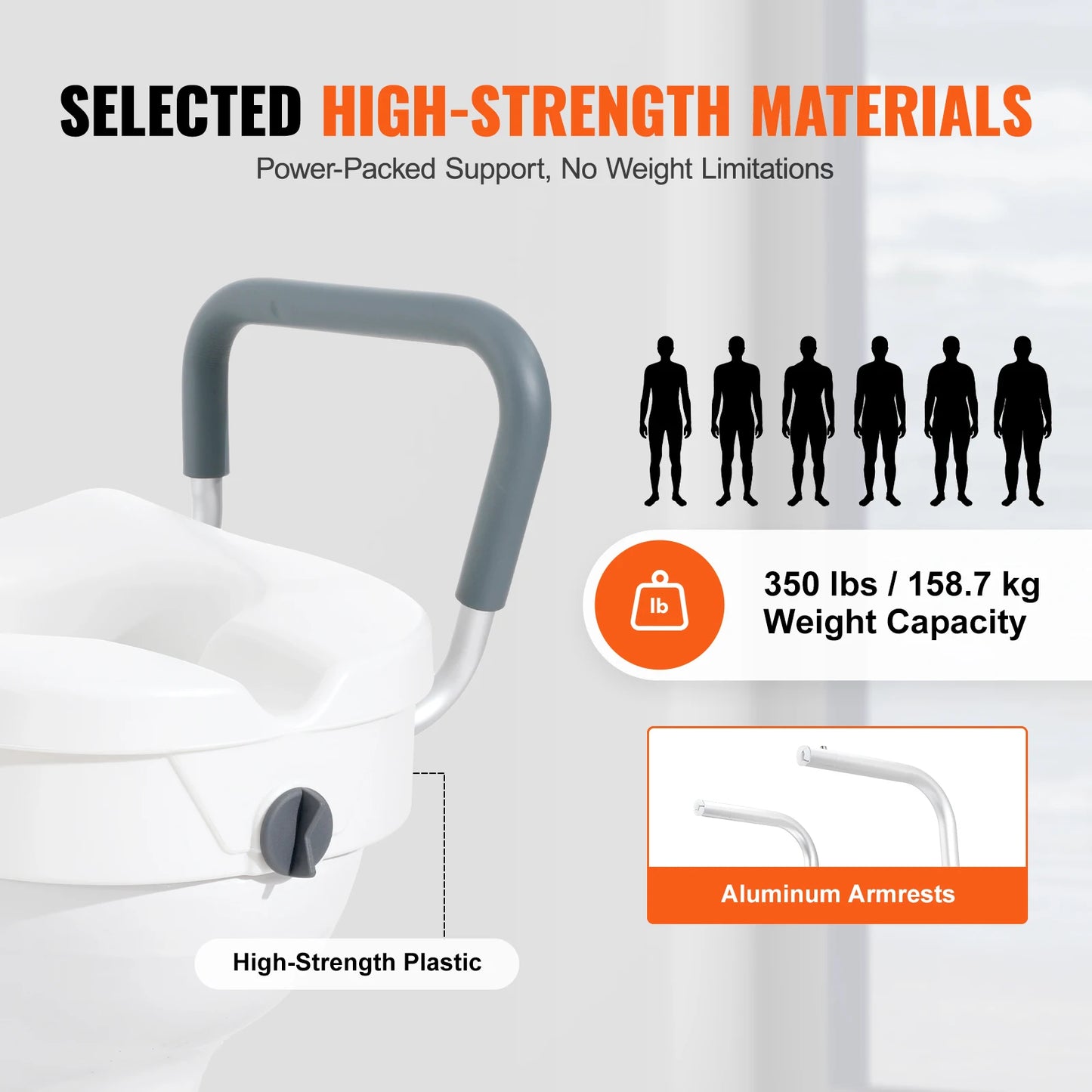 VEVOR Raised Toilet Seat 5 Inch Height 350 lbs Capacity - Senior Support Goods
