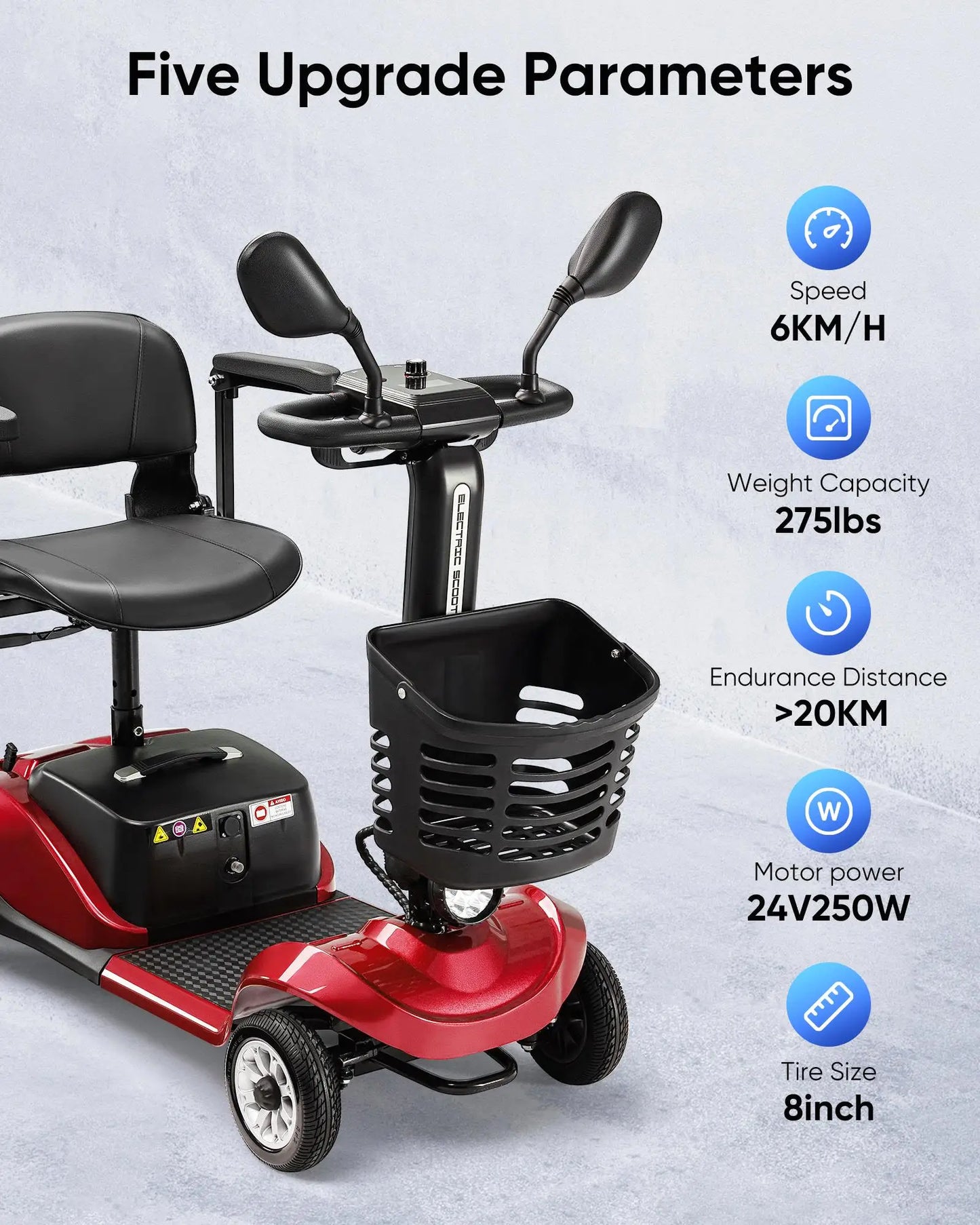 Foldable Electric Mobility Scooter with Light and Basket - Senior Support Goods