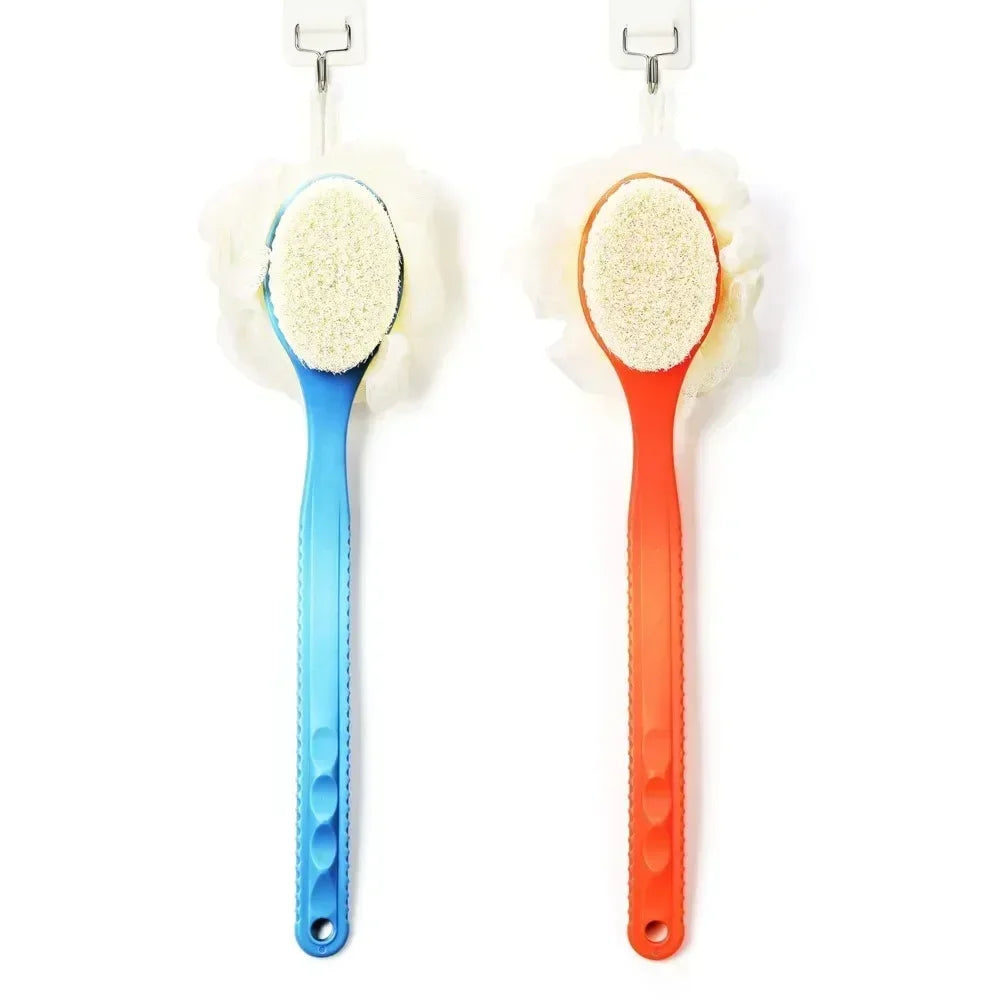 Bath Brush With Bristles And Loofah Back Scrubber Bath Sponge - Senior Support Goods