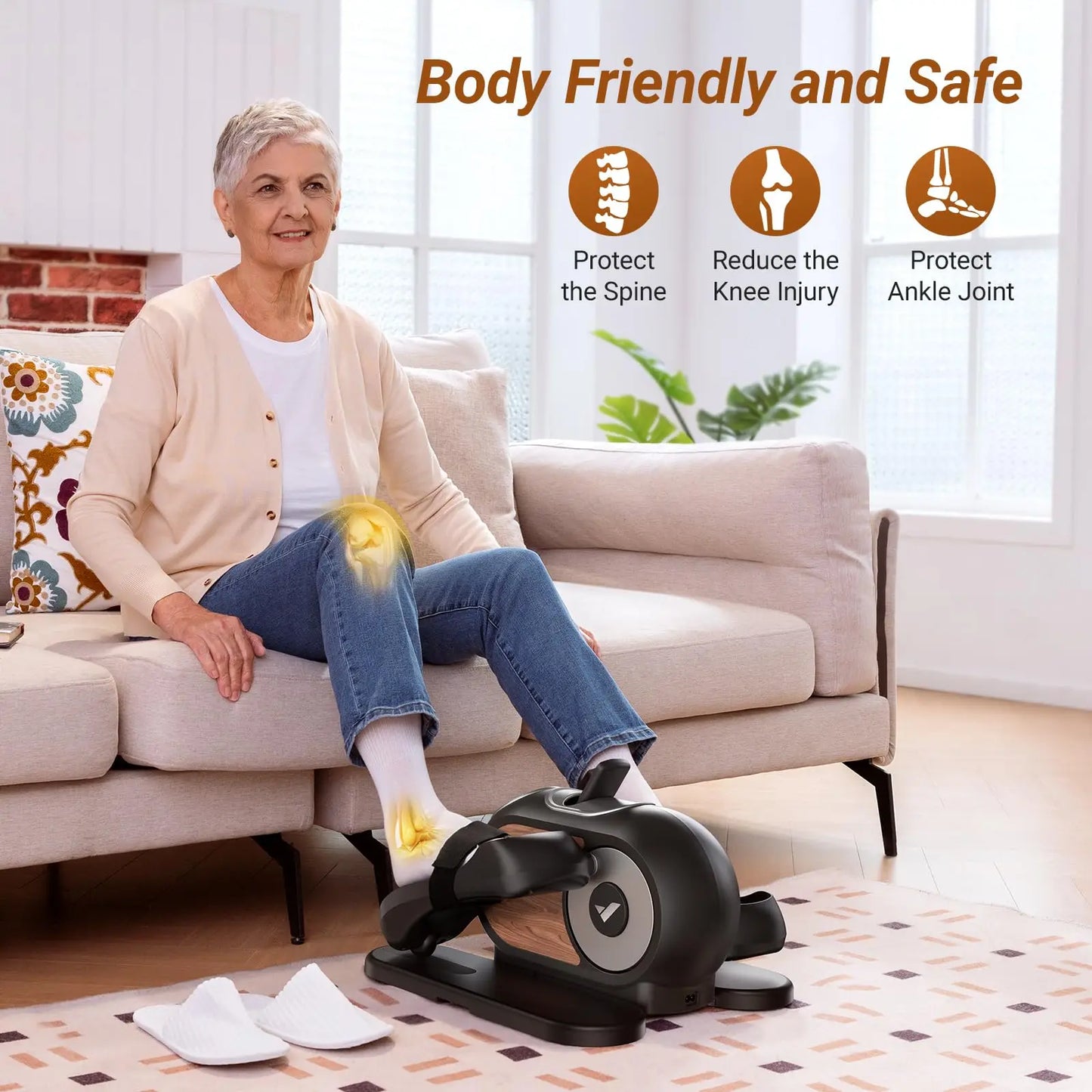 MERACH Under Desk Elliptical Machine Home Leg Exerciser - Senior Support Goods