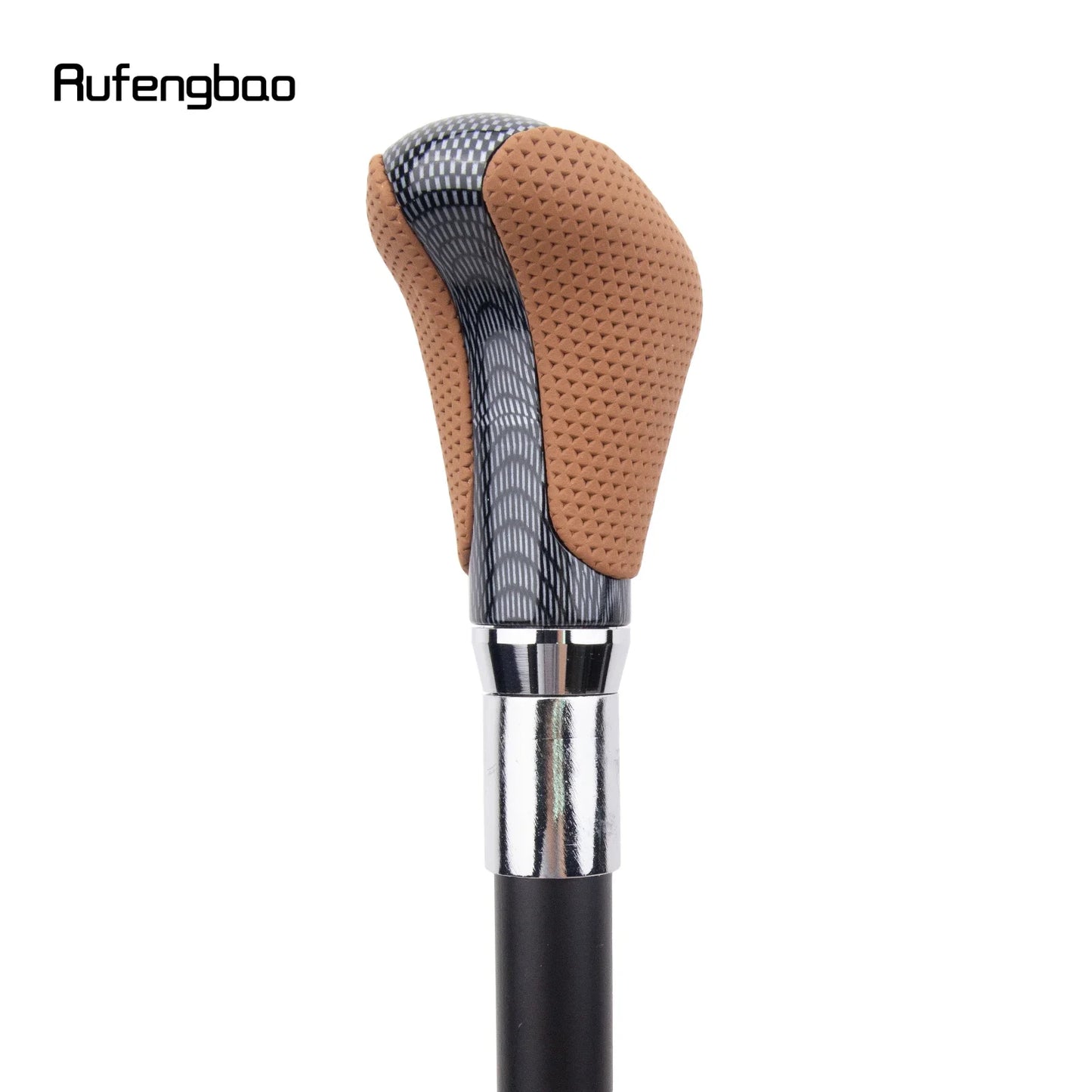 Brown Black Leather White Walking Cane Fashion Decorative Walking Stick Gentleman Elegant Cosplay Cane 94cm - Senior Support Goods