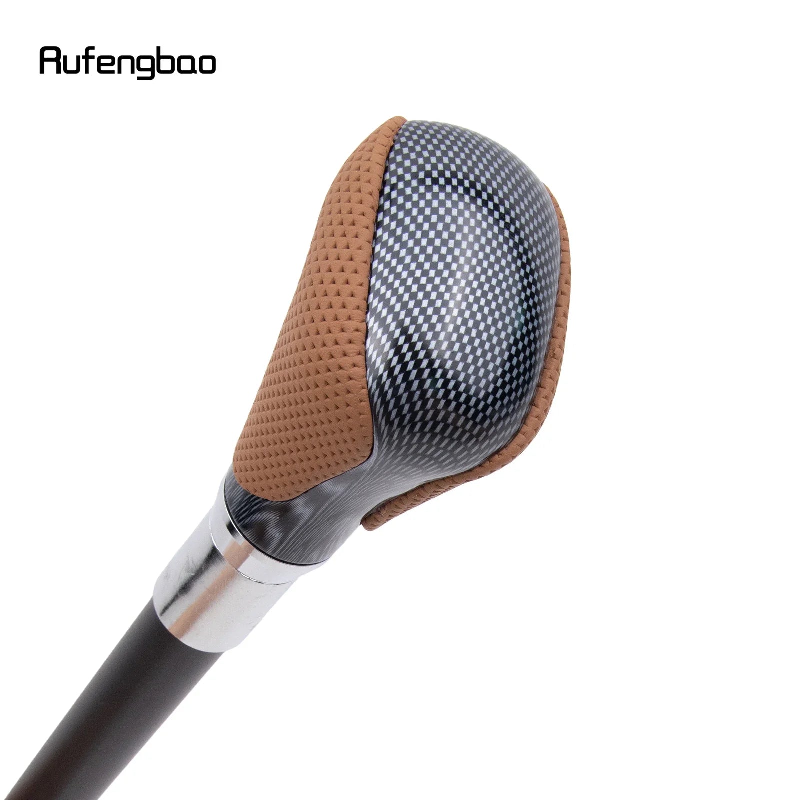Brown Black Leather White Walking Cane Fashion Decorative Walking Stick Gentleman Elegant Cosplay Cane 94cm - Senior Support Goods
