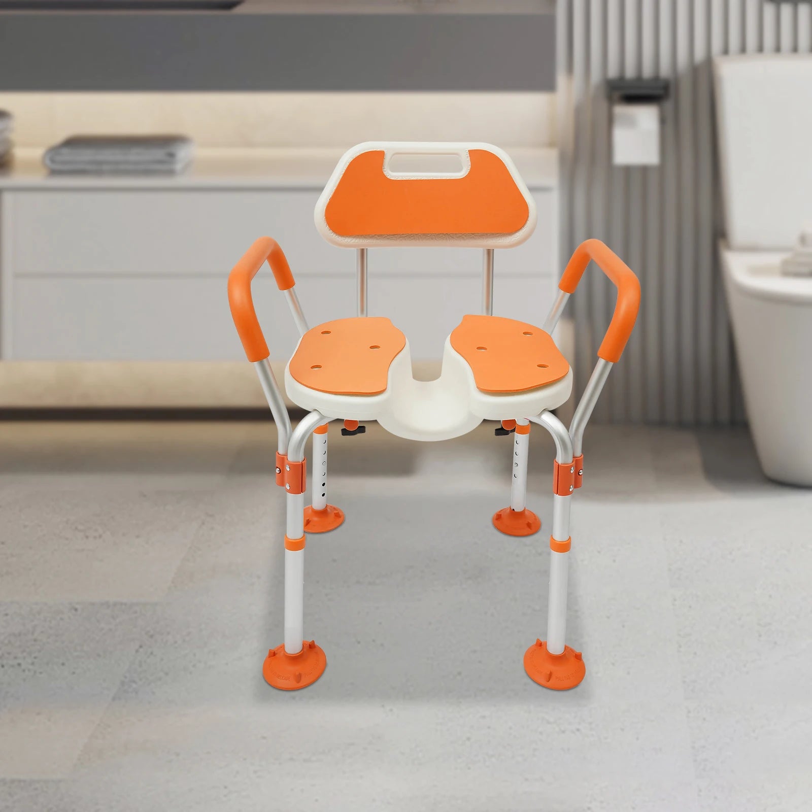 Folding Shower Seat with Adjustable Height and Armrests - Senior Support Goods