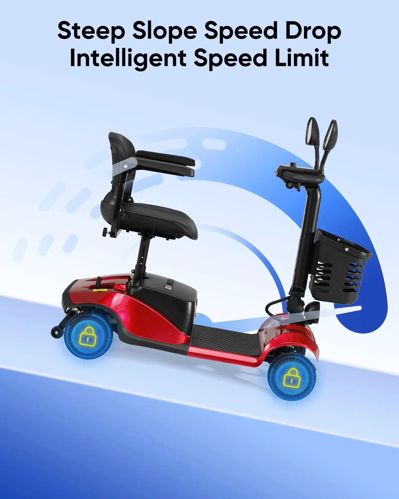 Foldable Electric Mobility Scooter with Light and Basket - Senior Support Goods