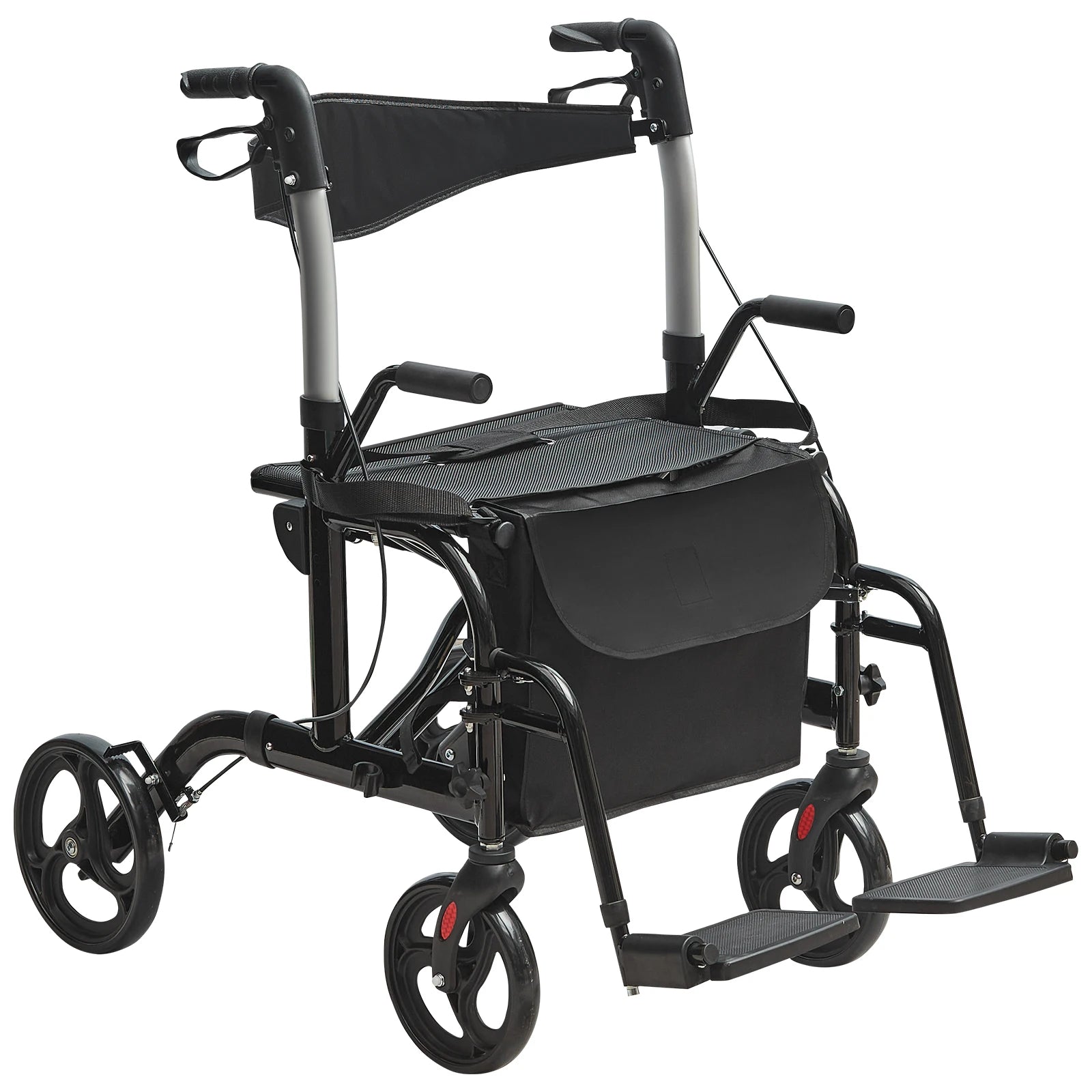 VEVOR 2 in 1 Rollator Walker & Transport Chair for Seniors - Senior Support Goods