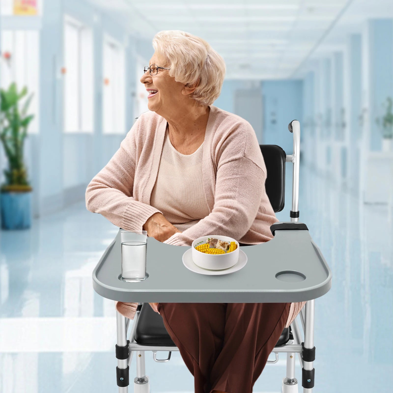 Wheelchair Tray Table - 20kg Capacity ABS with Cup Holder - Senior Support Goods