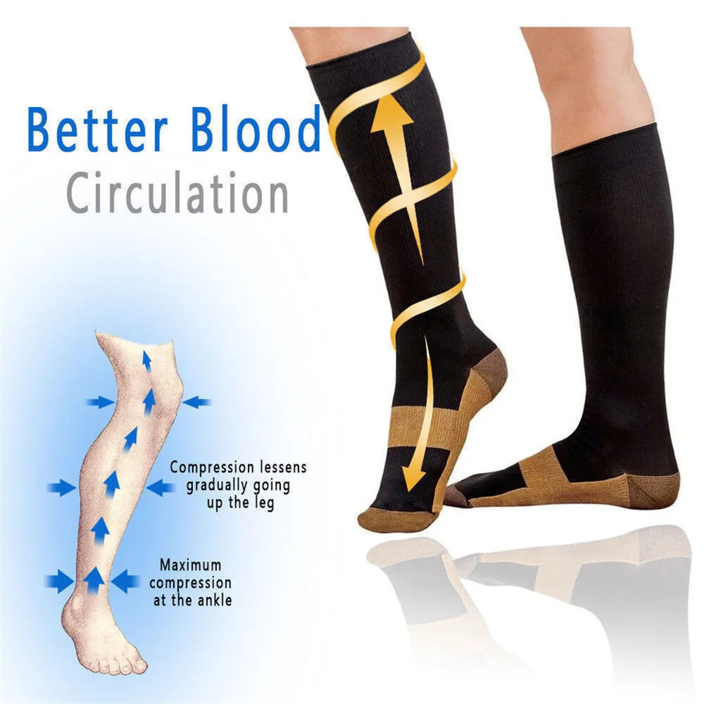 6 Pair Copper Compression Socks Women Men Anti Fatigue Relief - Senior Support Goods