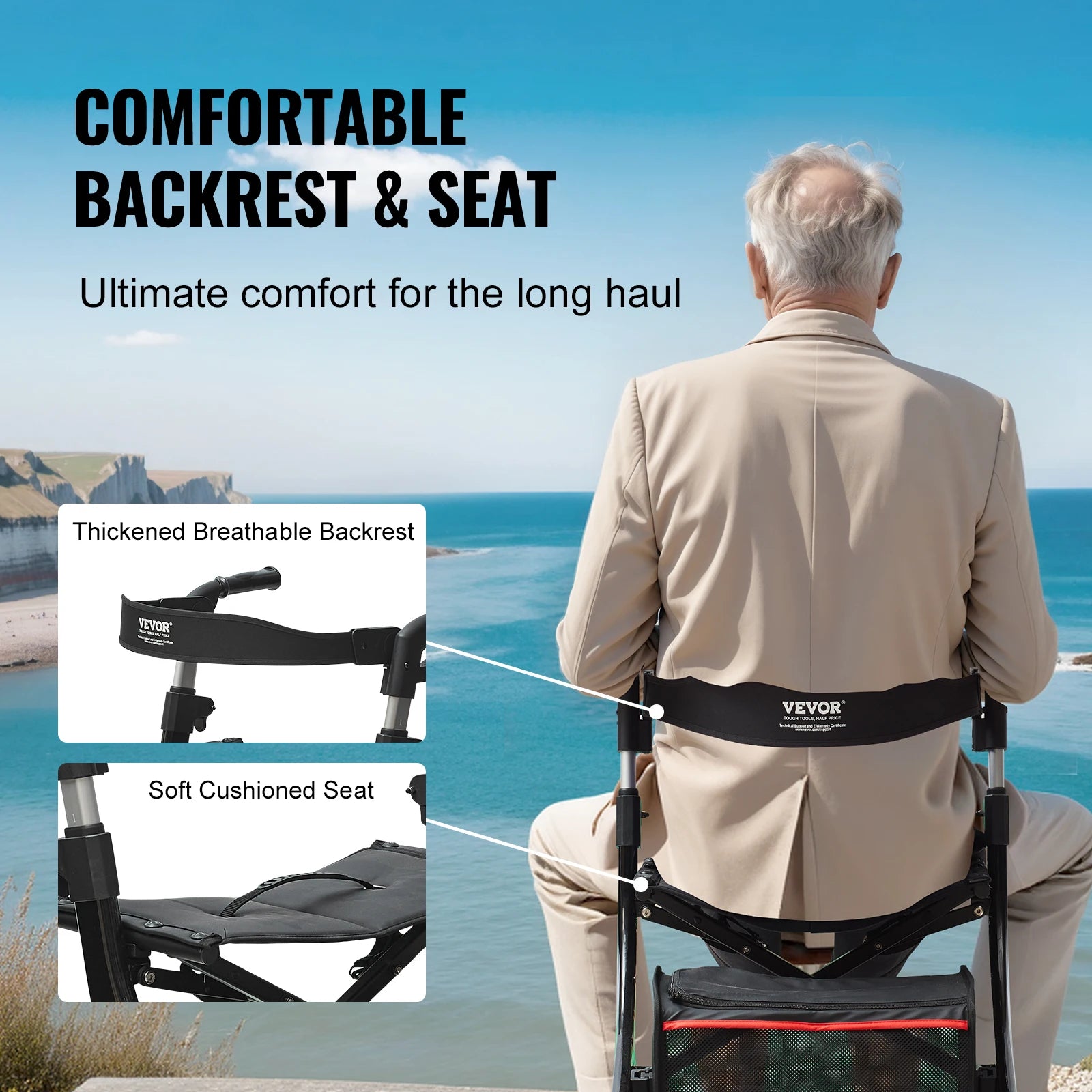 VEVOR Folding Rollator Walker for Seniors and Adults - Senior Support Goods