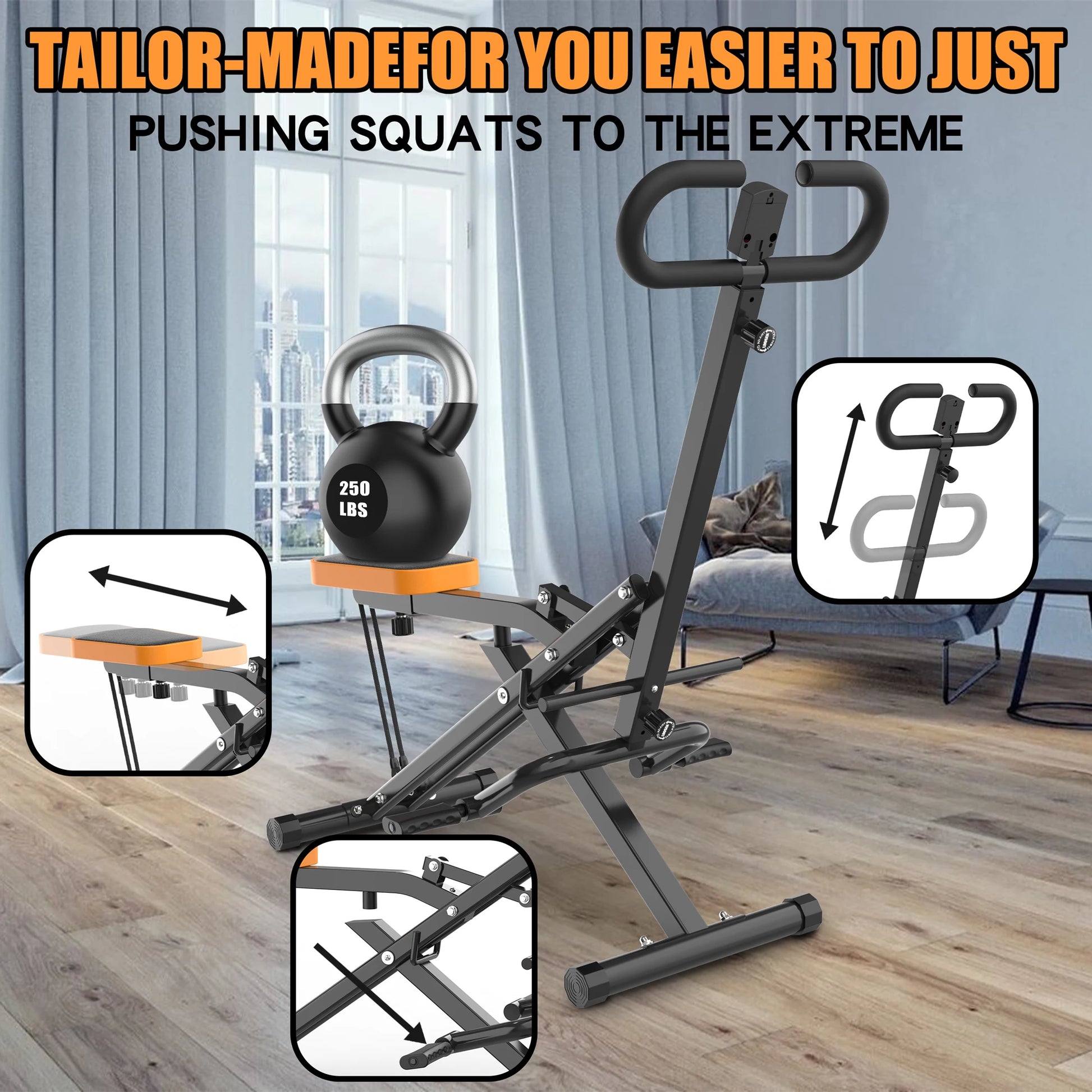 Squat Machine for Gluteus Maximus Training with Foldable Resistance Band - Senior Support Goods