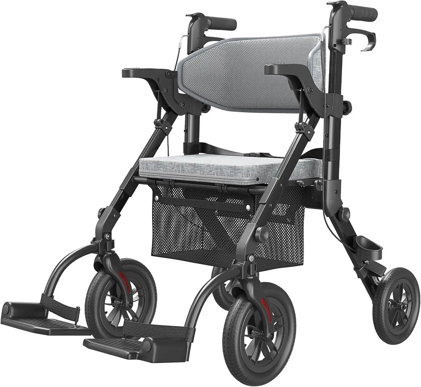 Walker Wheelchair Combo Transport Wheelchair Lightweight Foldable - Senior Support Goods