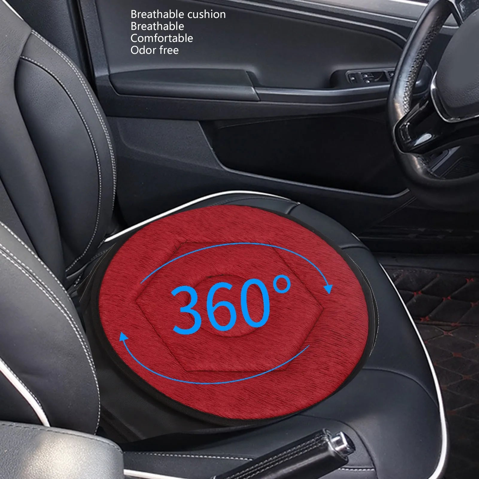 Round Car Cushion Geometric Rhombic Shape Ergonomic 360 Degrees for Elderly - Senior Support Goods