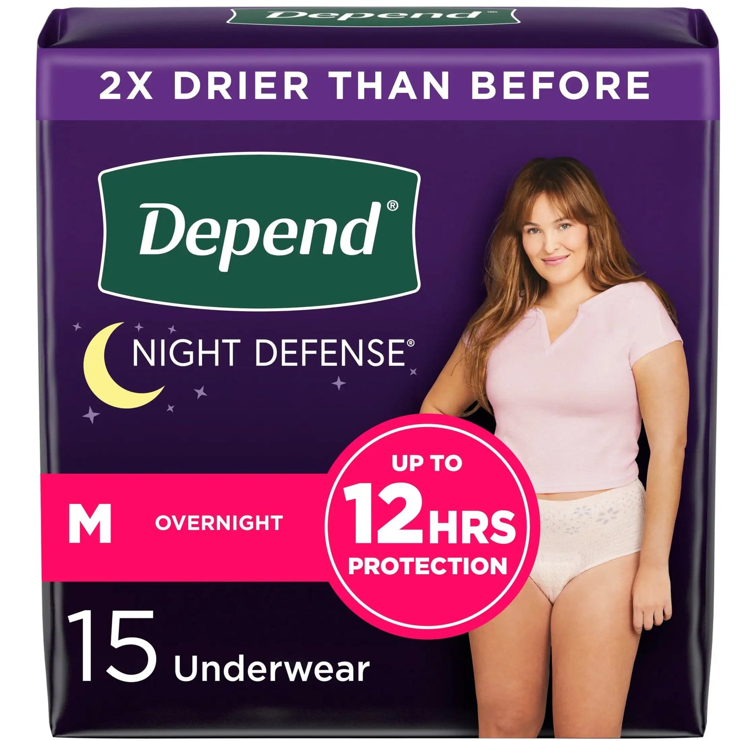Night Defense Incontinence Underwear for Women, Adult Diapers, M, 15 Count - Senior Support Goods