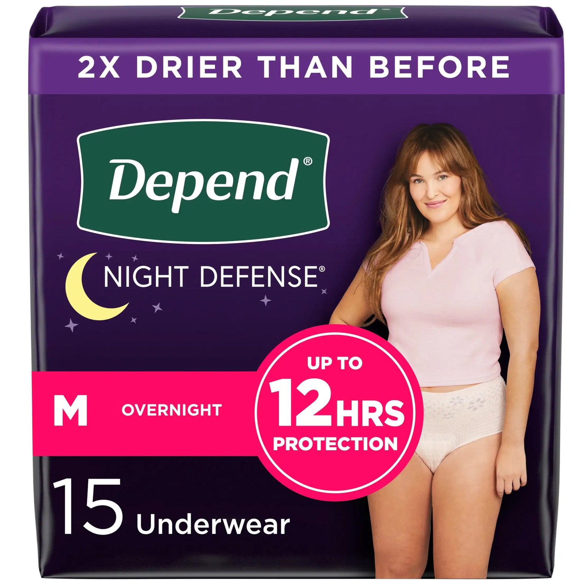 Night Defense Incontinence Underwear for Women, Adult Diapers, M, 15 Count - Senior Support Goods