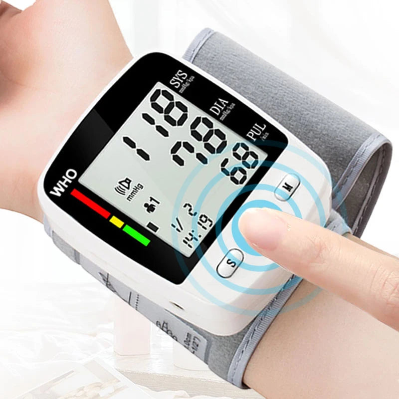 Digital Blood Pressure Monitor Wrist Tensiometer LCD 2 X 90 Memory Rechargeable - Senior Support Goods