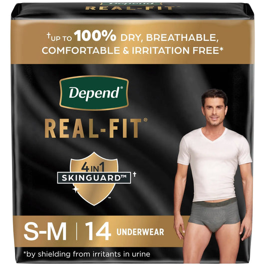 Real Fit Incontinence Underwear for Men S/M Grey 14 Count - Senior Support Goods