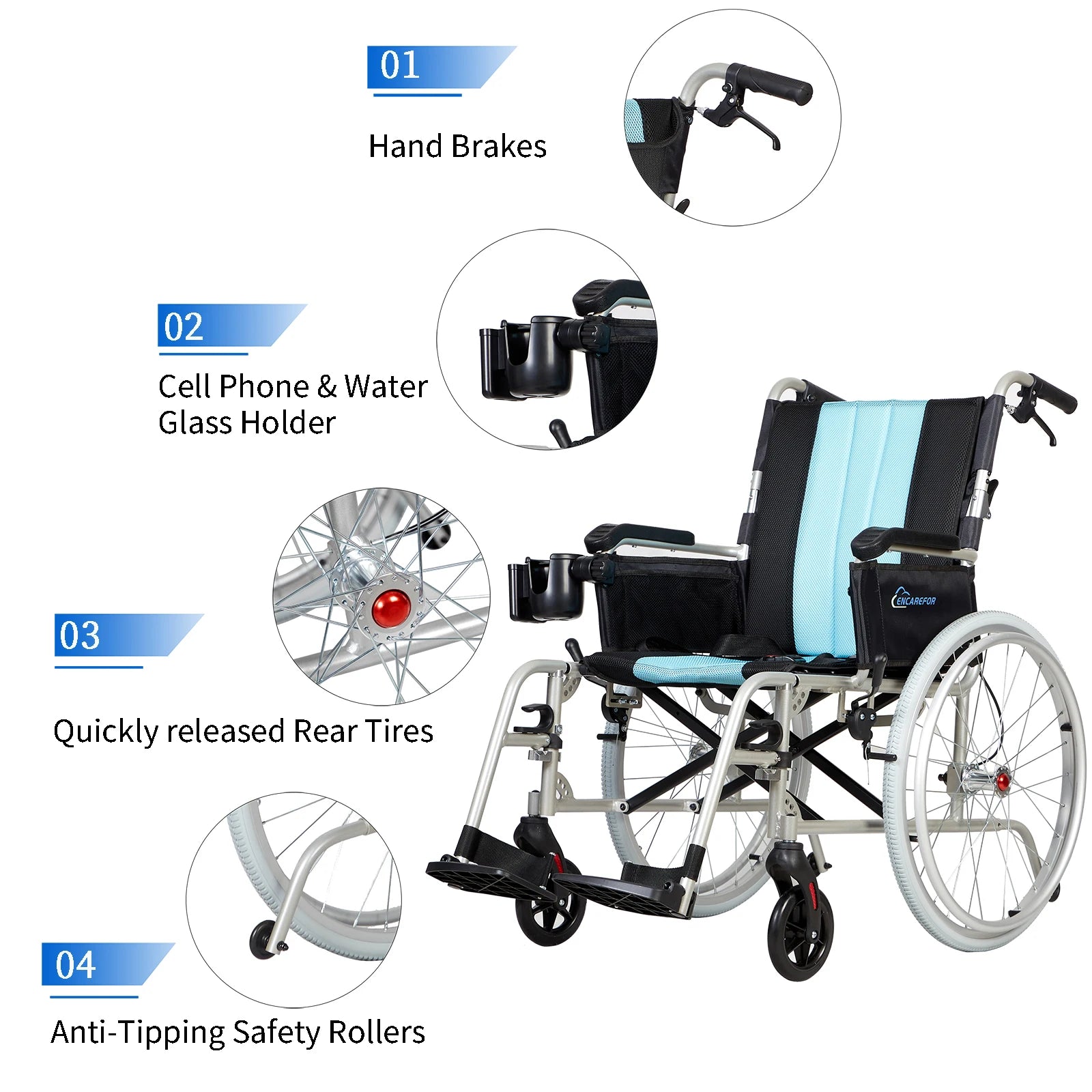 5.8KG Magnesium Ultra Lightweight Wheelchair 20 Inch Wide - Senior Support Goods