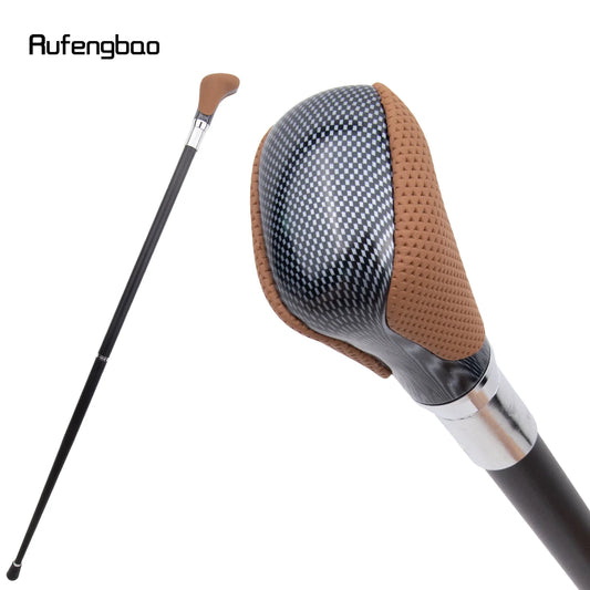 Brown Black Leather White Walking Cane Fashion Decorative Walking Stick Gentleman Elegant Cosplay Cane 94cm - Senior Support Goods