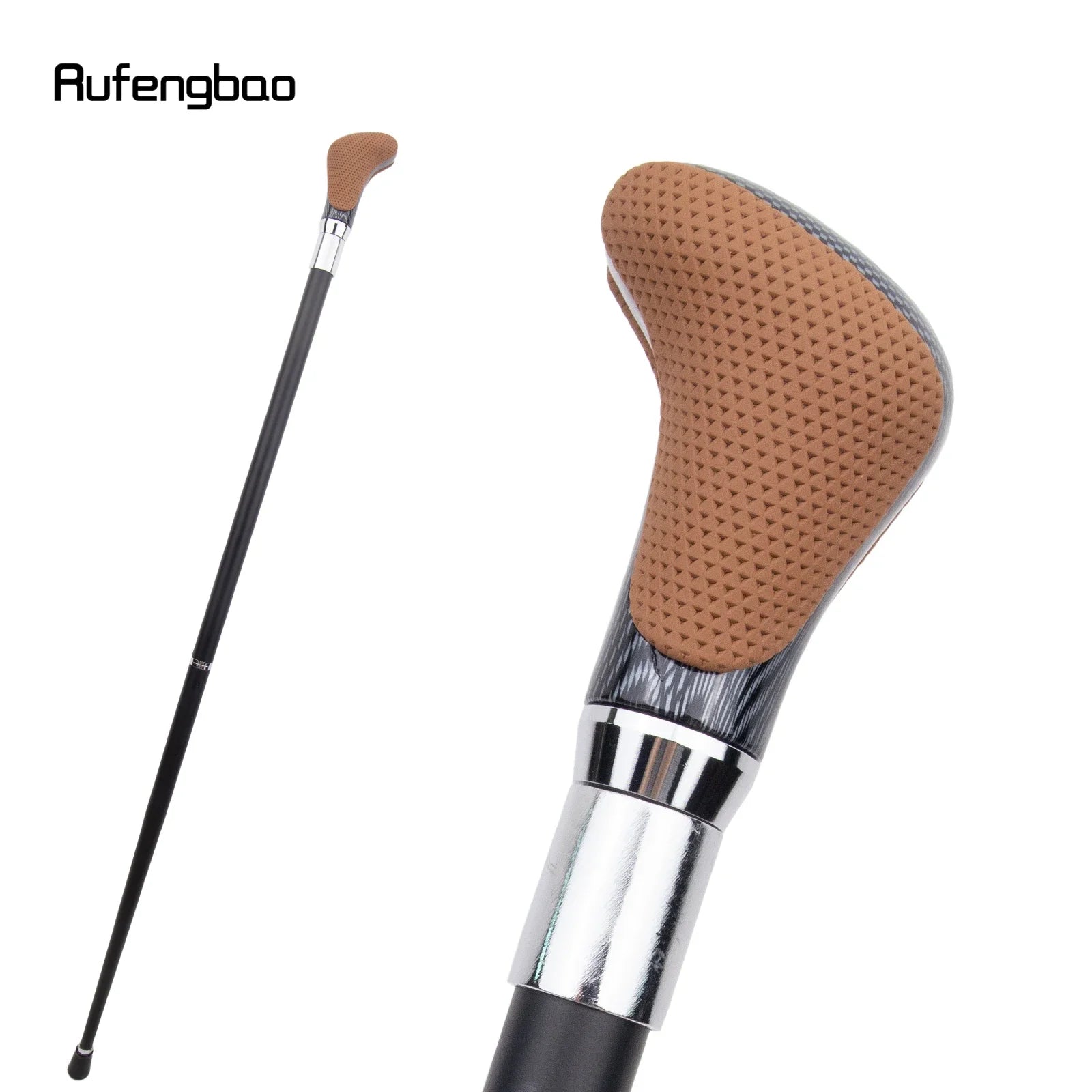 Brown Black Leather White Walking Cane Fashion Decorative Walking Stick Gentleman Elegant Cosplay Cane 94cm - Senior Support Goods