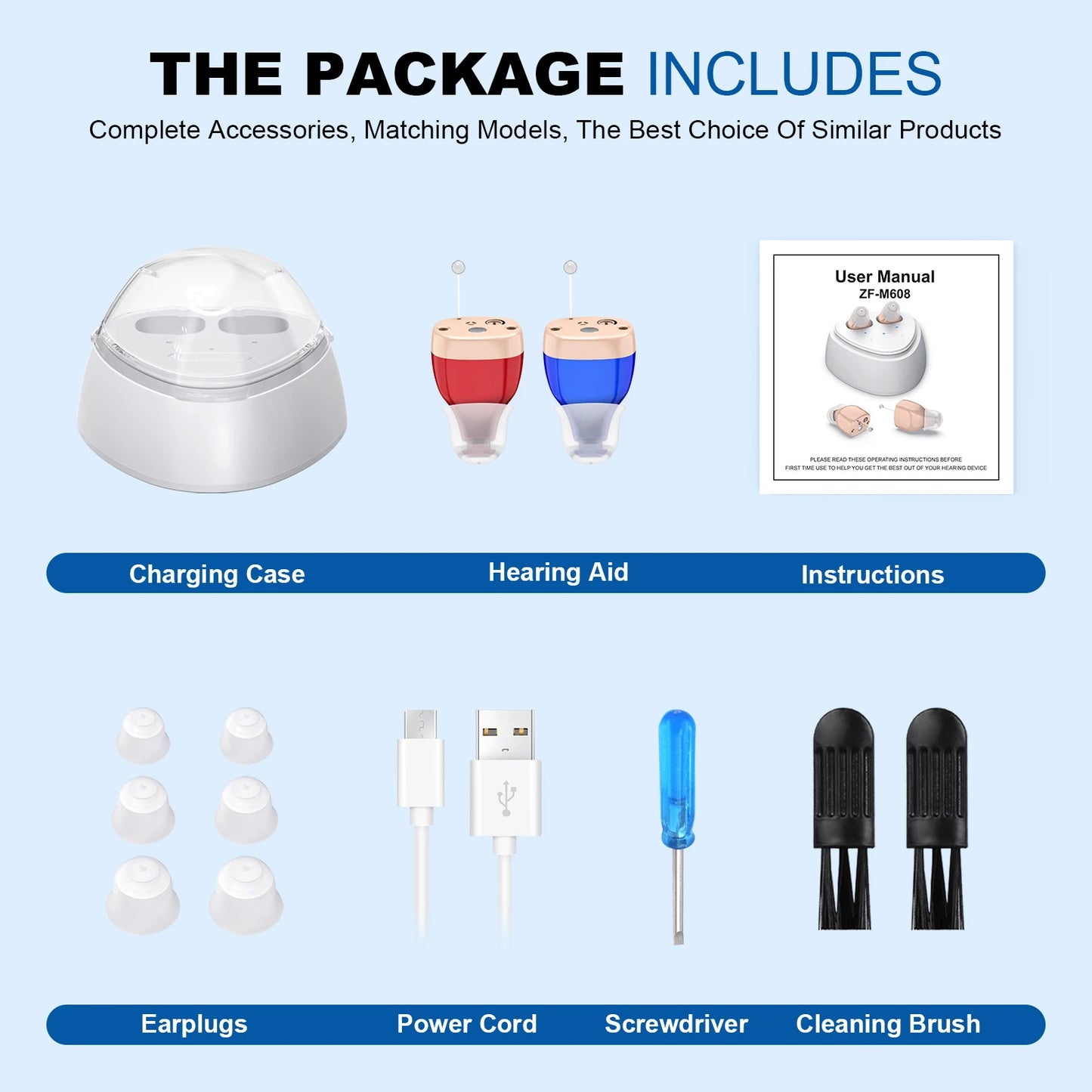 Elderly Hearing Aids Rechargeable Mini ITE Sound Amplifiers - Senior Support Goods