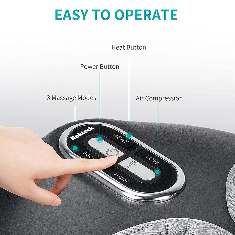 Nekteck Foot Massager Heating Therapy Air Compression Shiatsu - Senior Support Goods