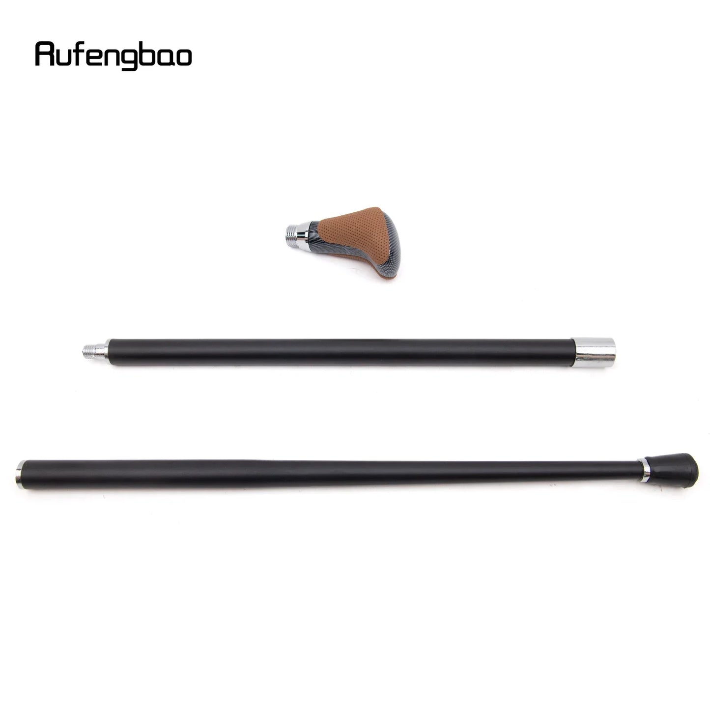 Brown Black Leather White Walking Cane Fashion Decorative Walking Stick Gentleman Elegant Cosplay Cane 94cm - Senior Support Goods