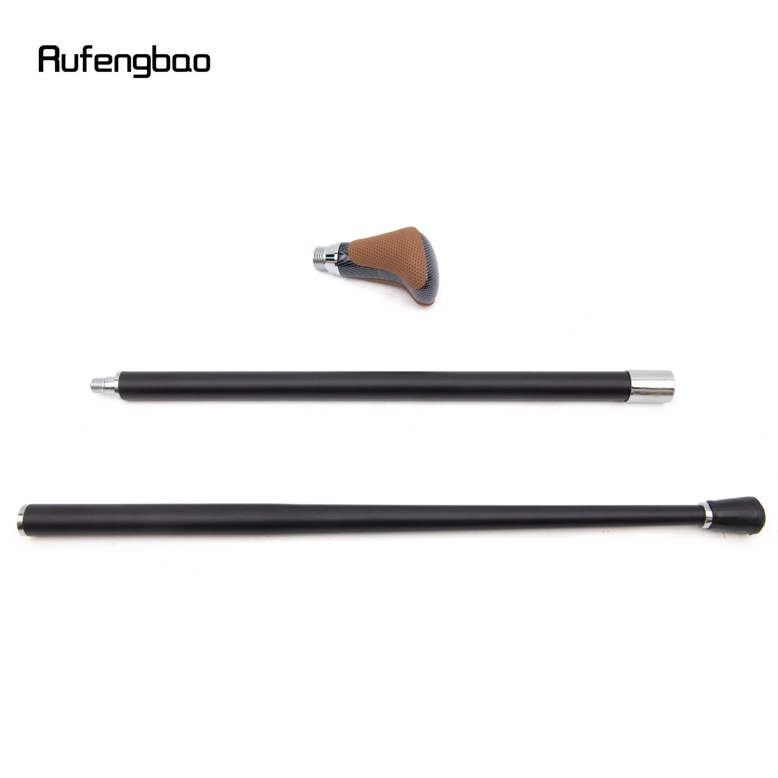Brown Black Leather White Walking Cane Fashion Decorative Walking Stick Gentleman Elegant Cosplay Cane 94cm - Senior Support Goods