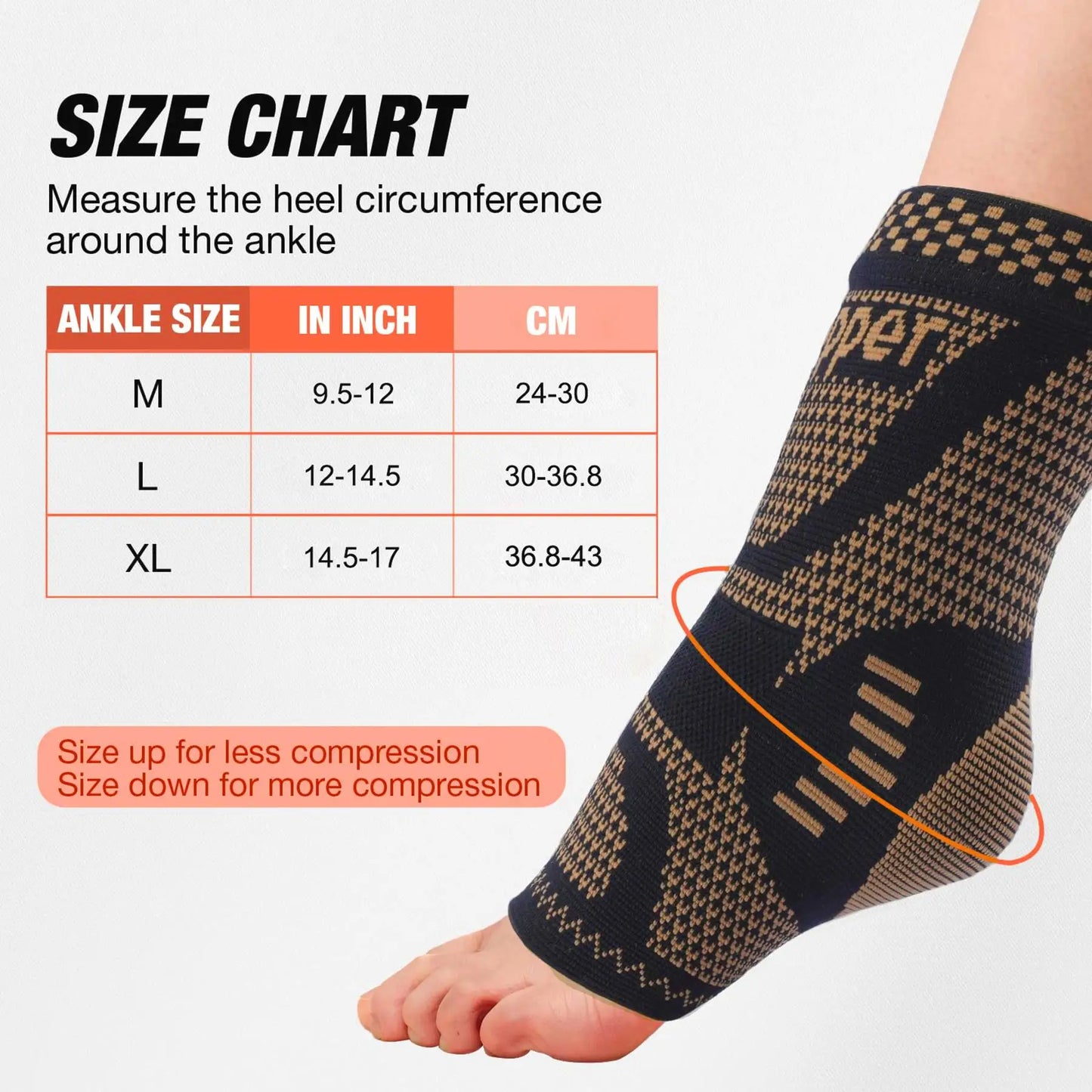 Compression Copper Ankle Brace Socks for Sprains and Relief - Senior Support Goods