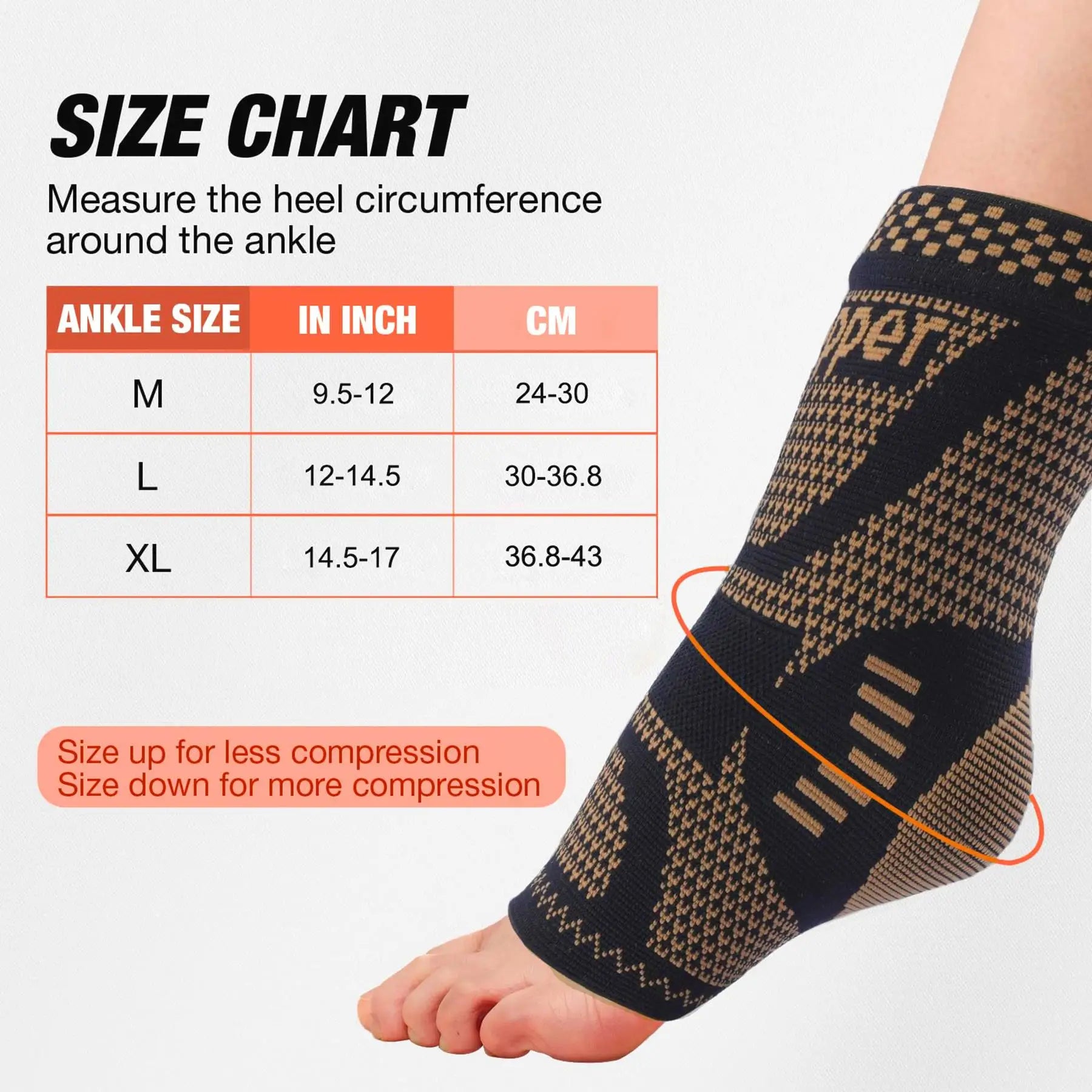 Compression Copper Ankle Brace Socks for Sprains and Relief - Senior Support Goods