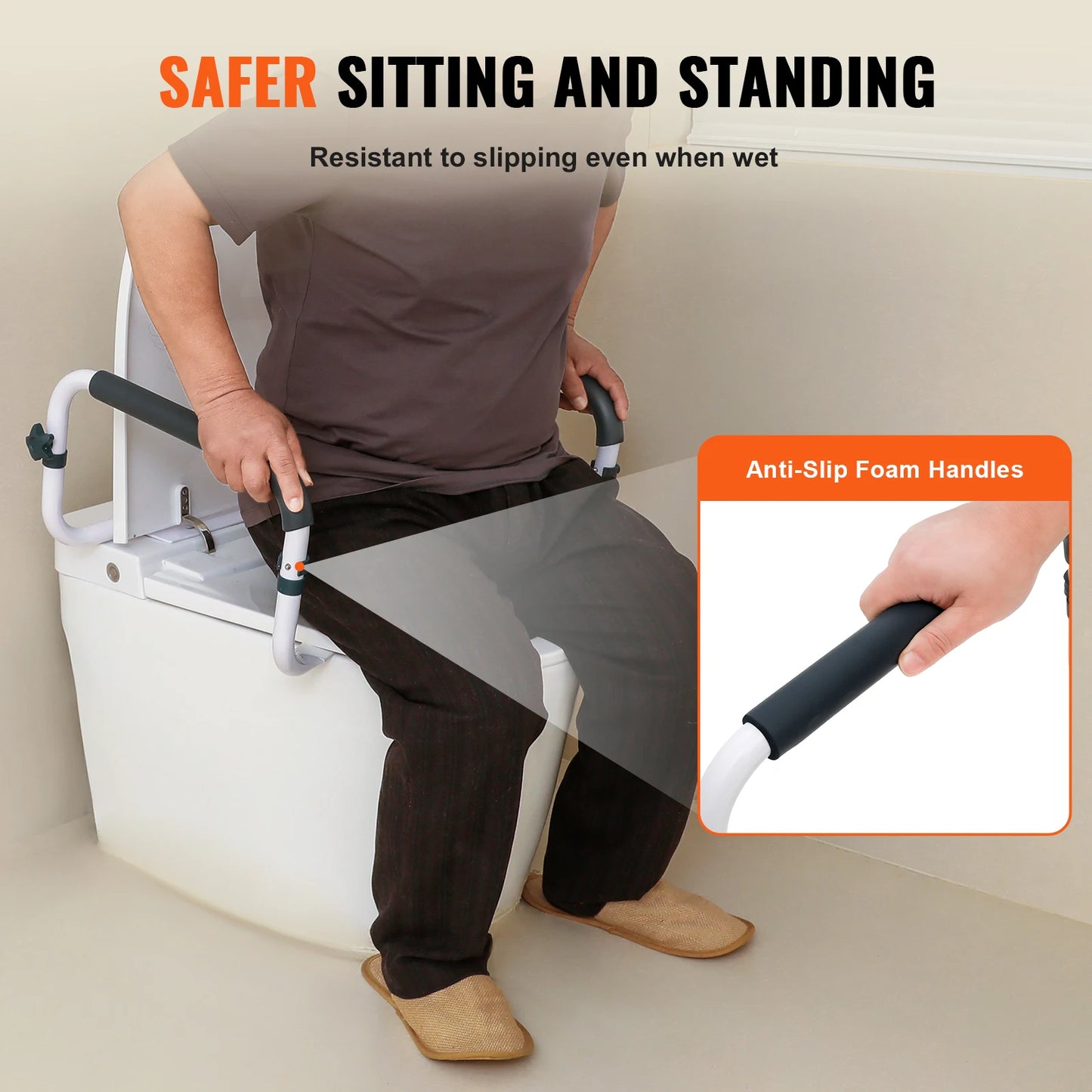 VEVOR Toilet Safety Rail 300LBS Capacity Adjustable Grab Bars - Senior Support Goods