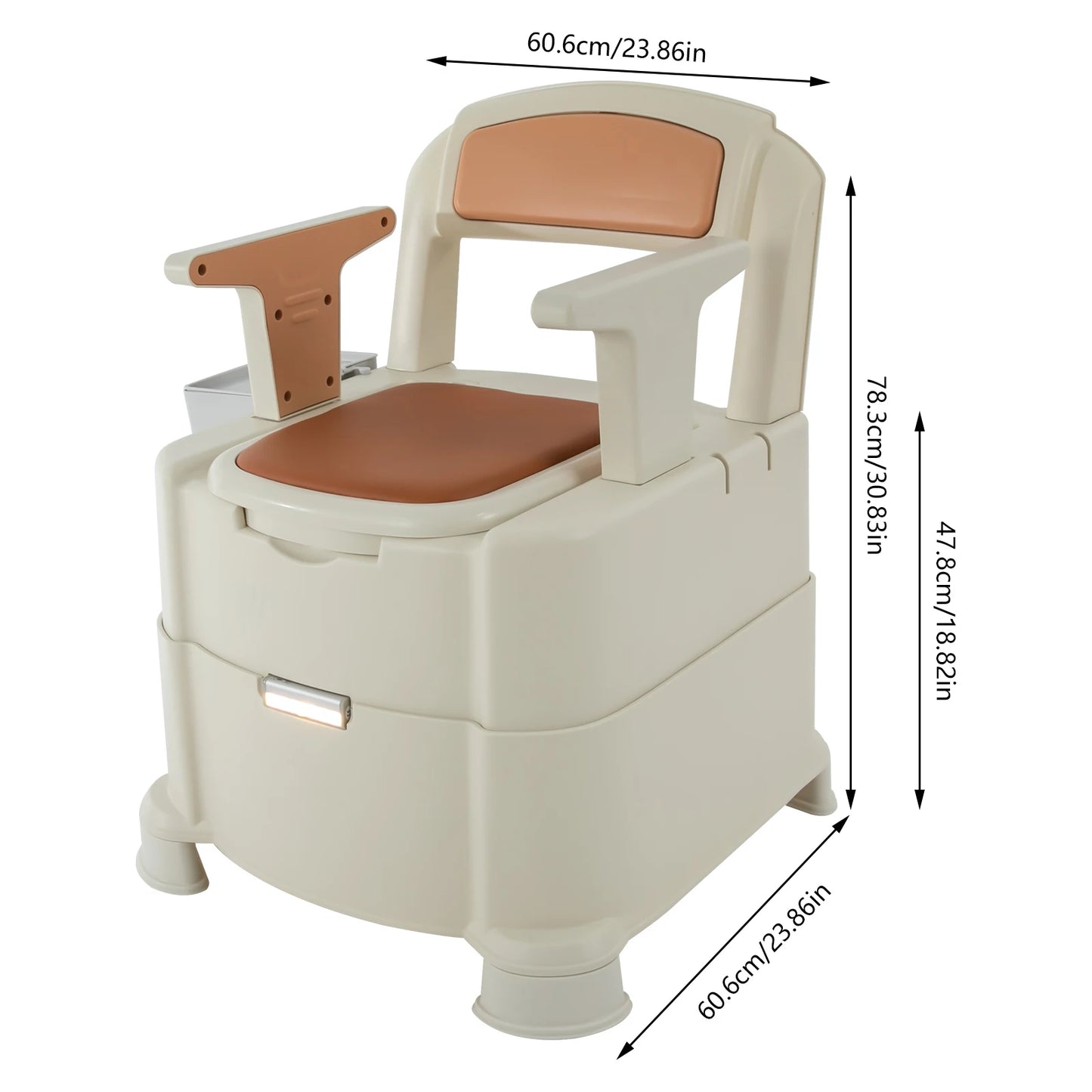 Portable Toilet with Sensory Light for Camping 200 kg Load Capacity - Senior Support Goods