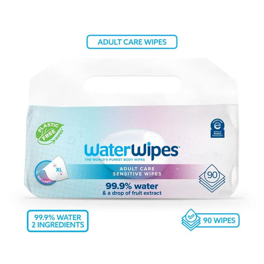 Adult Care Sensitive Wipes Plant-Based 99.9% Water 90ct - Senior Support Goods