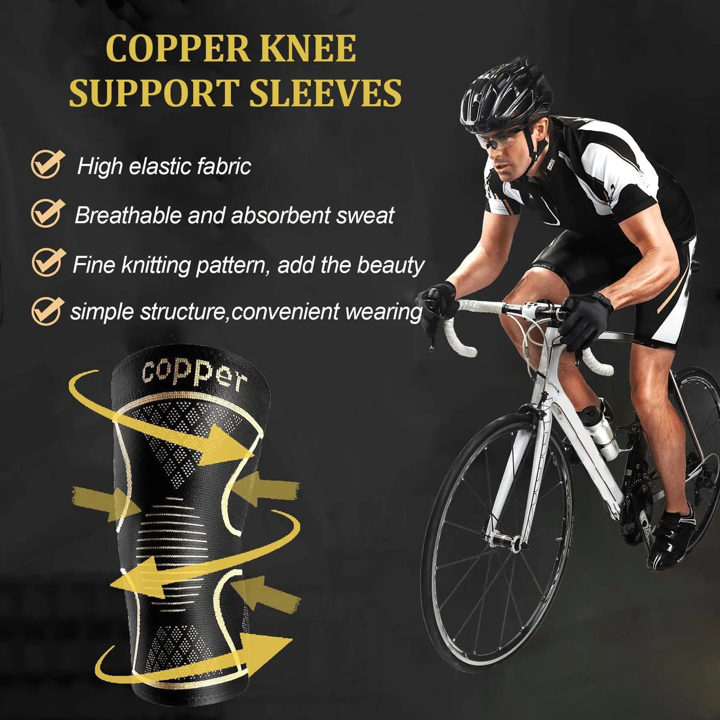 Pair of Copper Knee Pads for Joint Support and Pain Relief - Senior Support Goods