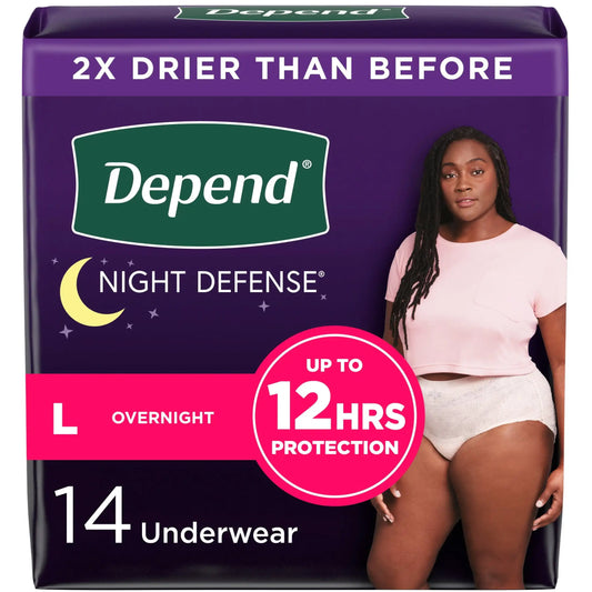 Night Defense Incontinence Underwear for Women, L, 14 Count - Senior Support Goods