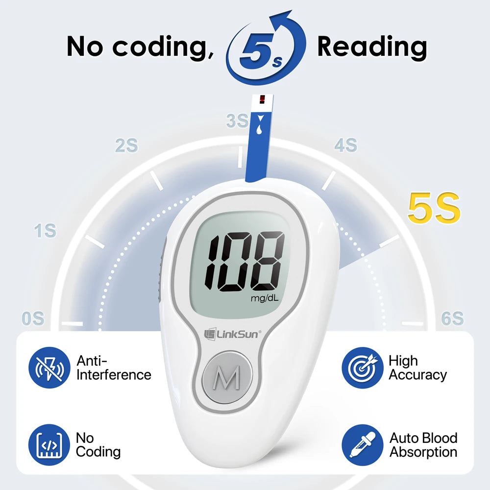 LinkSun G-425-3 Glucosemeter Complete Kit Blood Sugar Meter - Senior Support Goods
