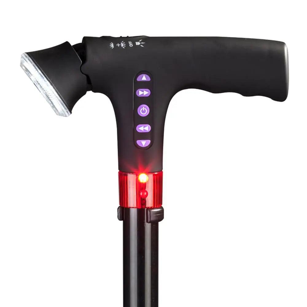 Collapsible Telescopic Cane Cushionable Handle Elder Cane LED - Senior Support Goods