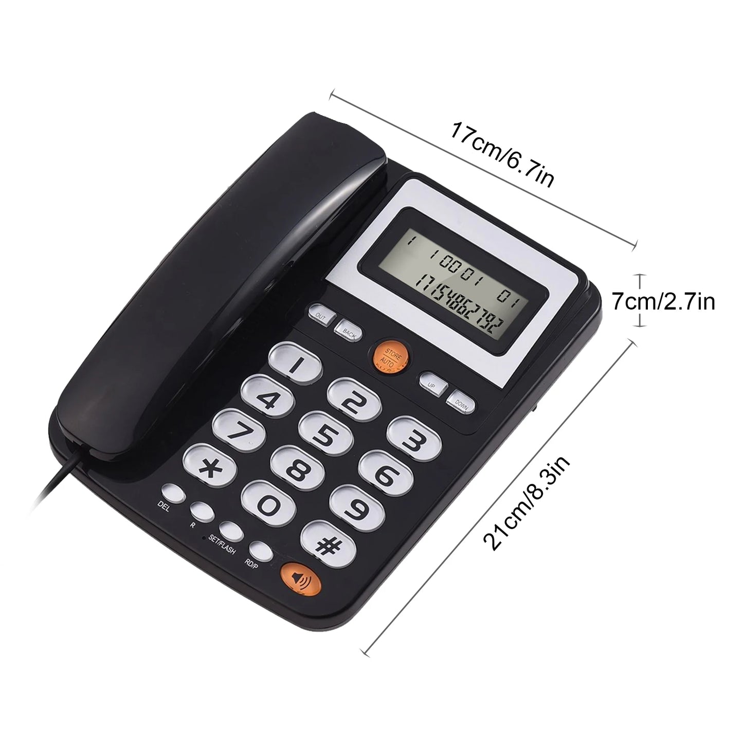 Desktop Corded Landline Phone Big Button Corded Telephone for Elderly Seniors Phone with LCD Display Redial Hands Free Functions - Senior Support Goods