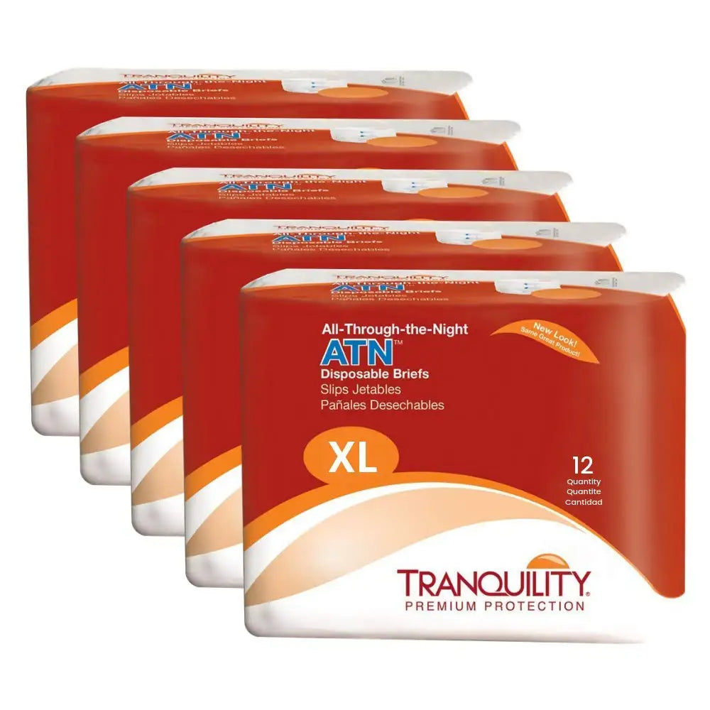 Tranquility ATN Adult Disposable Briefs XL 12ct Pack of 5 - Senior Support Goods