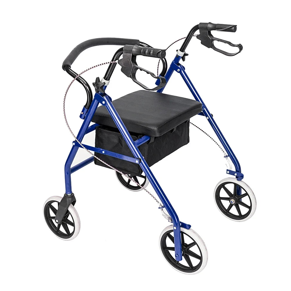 Iron Walker with Wheels Black & Blue for Easy Mobility - Senior Support Goods