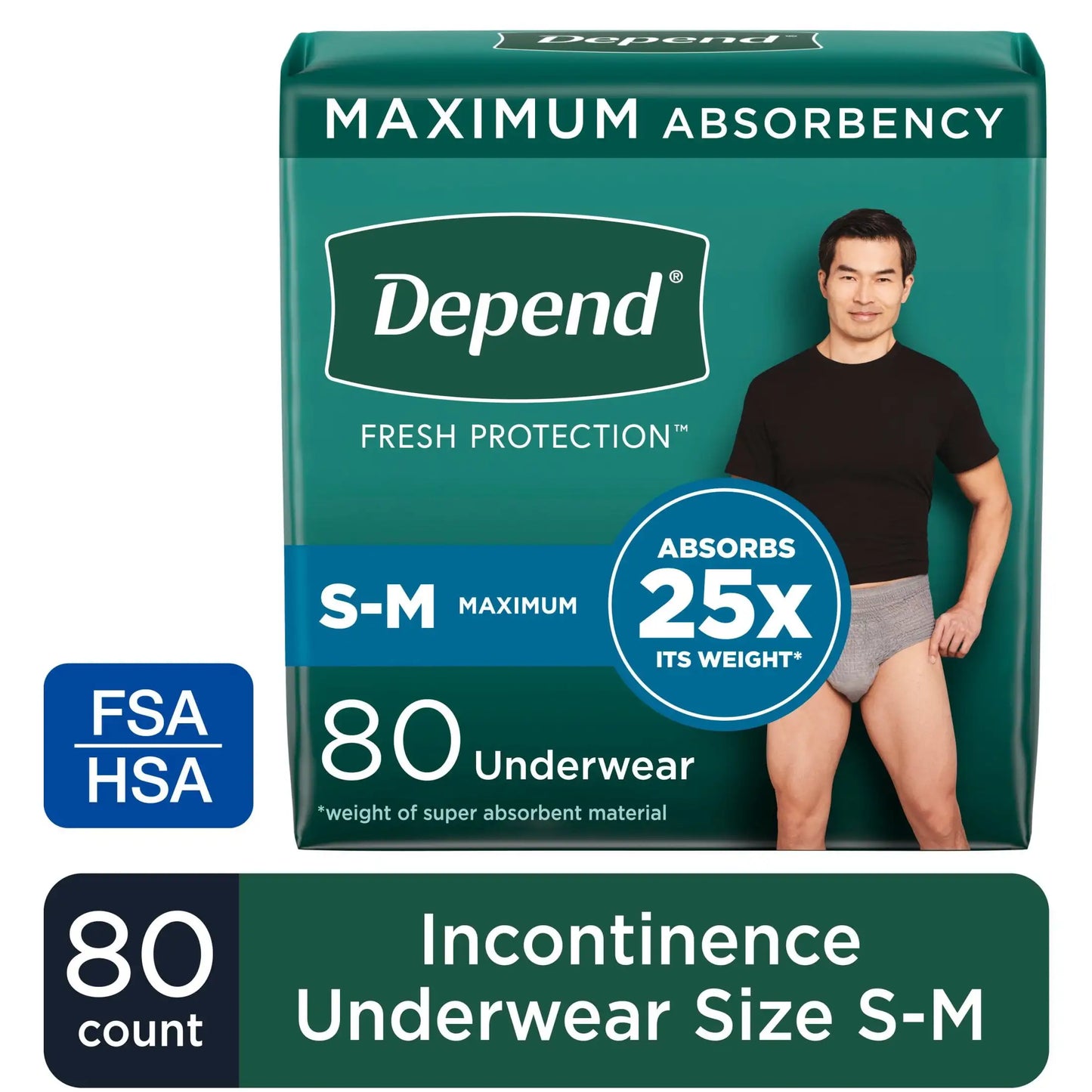 Fresh Protection Incontinence Underwear for Men, 80 Count - Senior Support Goods