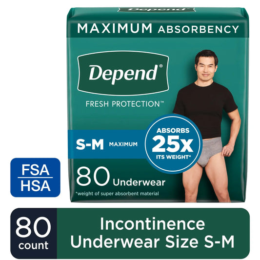 Fresh Protection Incontinence Underwear for Men, 80 Count - Senior Support Goods