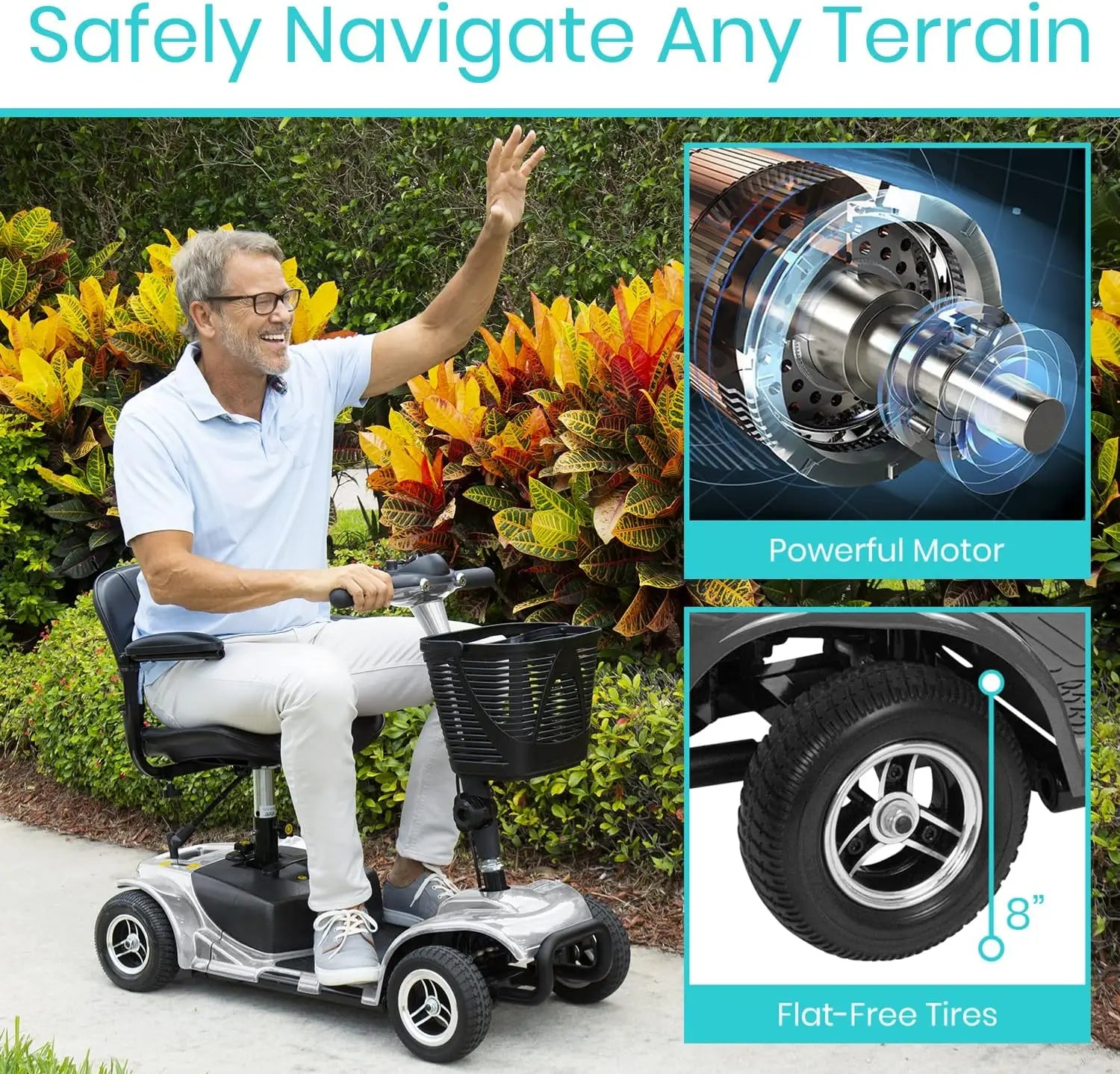 4 Wheel Mobility Scooter - Compact Electric Powered Device - Senior Support Goods