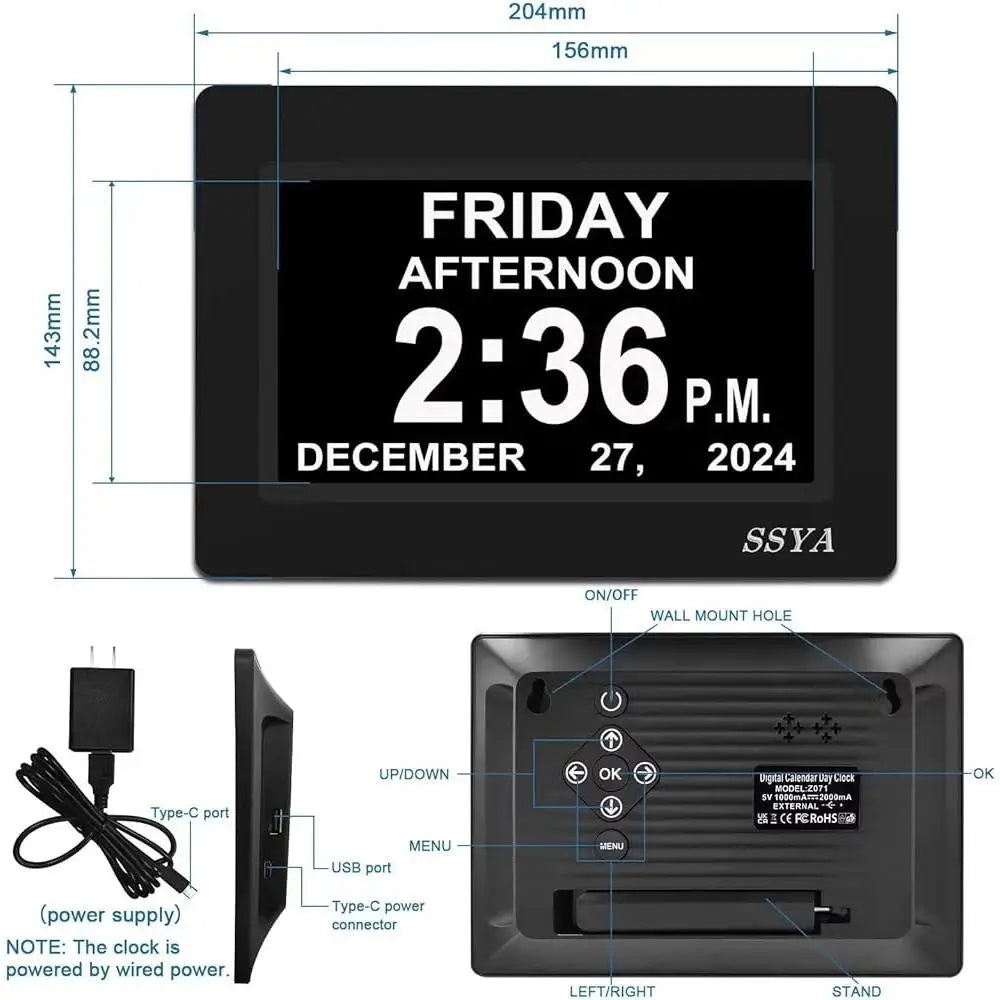 7 Inch Digital Alarm Clock Auto Dimmable 12 Alarm Modes Easy Read - Senior Support Goods