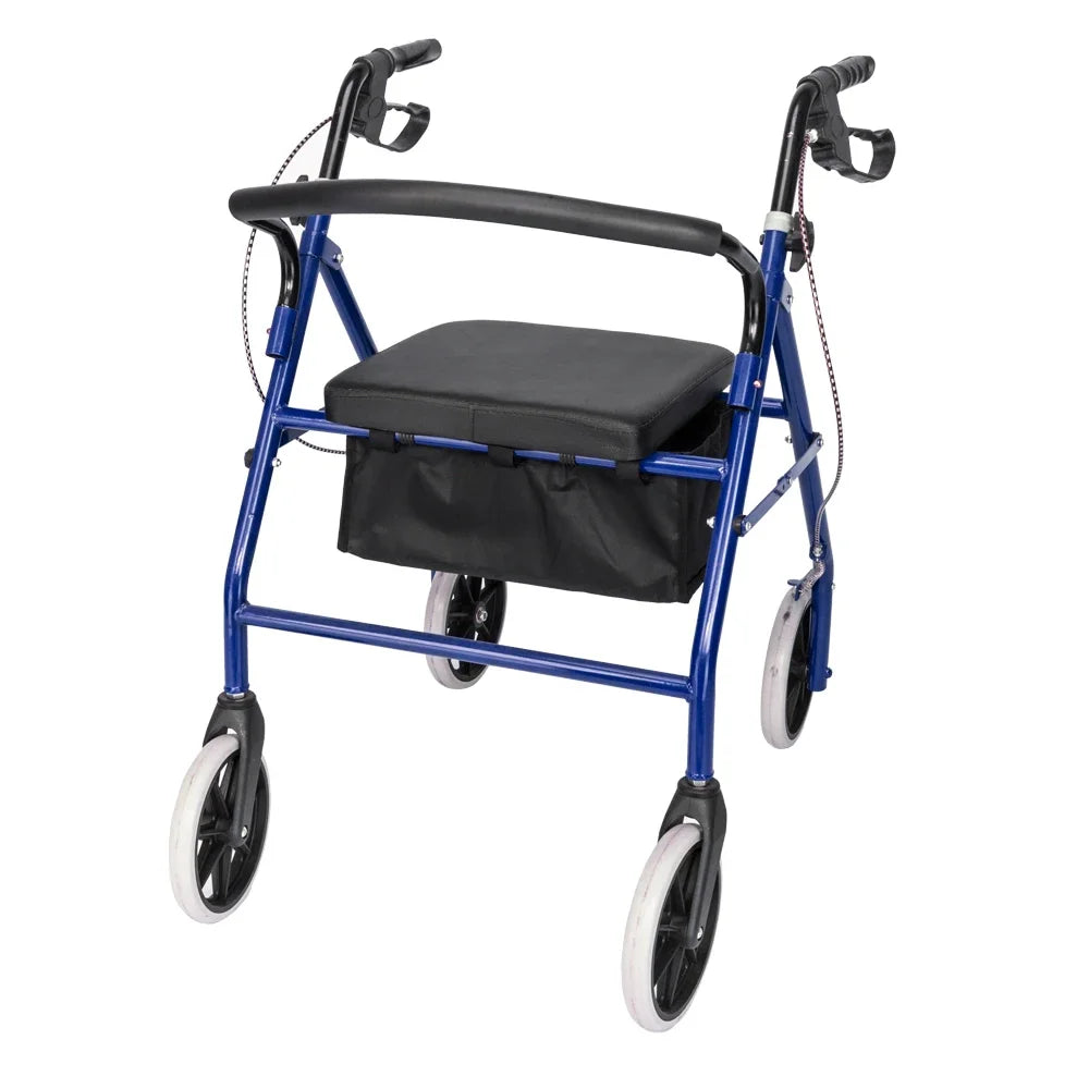 Iron Walker with Wheels Black & Blue for Easy Mobility - Senior Support Goods