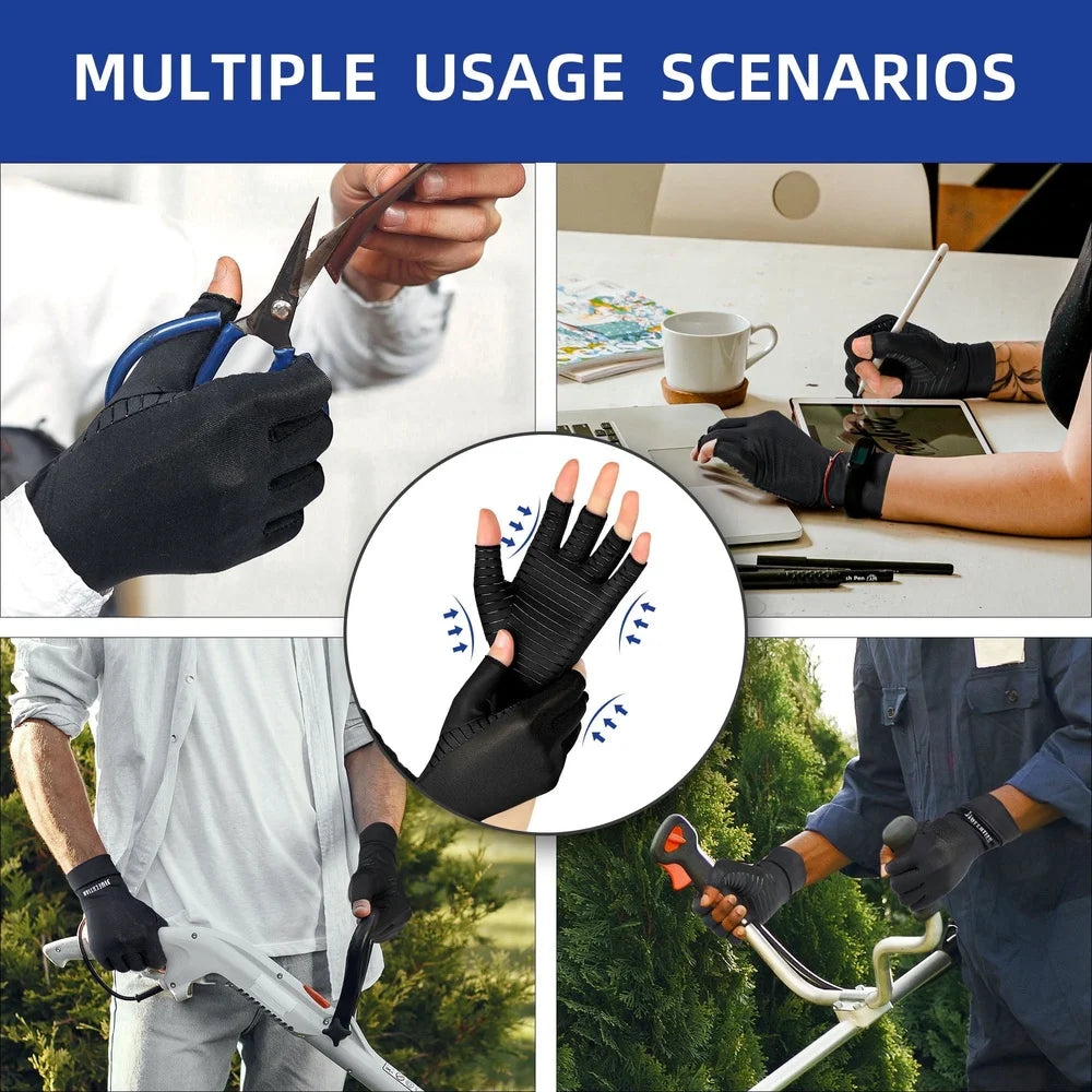 Copper Arthritis Compression Gloves Fingerless Support for Joint Pain Relief and Carpal Tunnel - Senior Support Goods