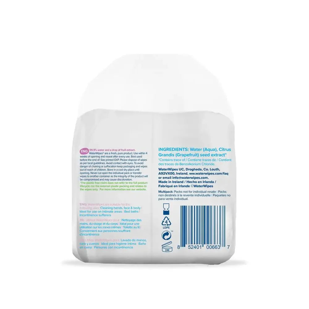 Adult Care Sensitive Wipes Plant-Based 99.9% Water 90ct - Senior Support Goods